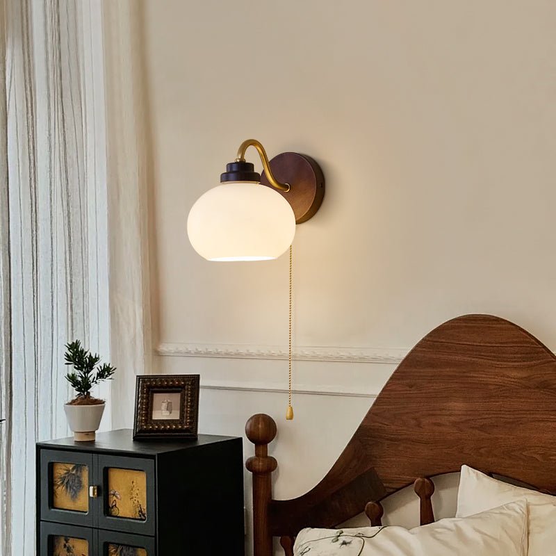 Deveno Premium Nordic Art Crest Glass Wood Wall Lamp-Neutral Decor