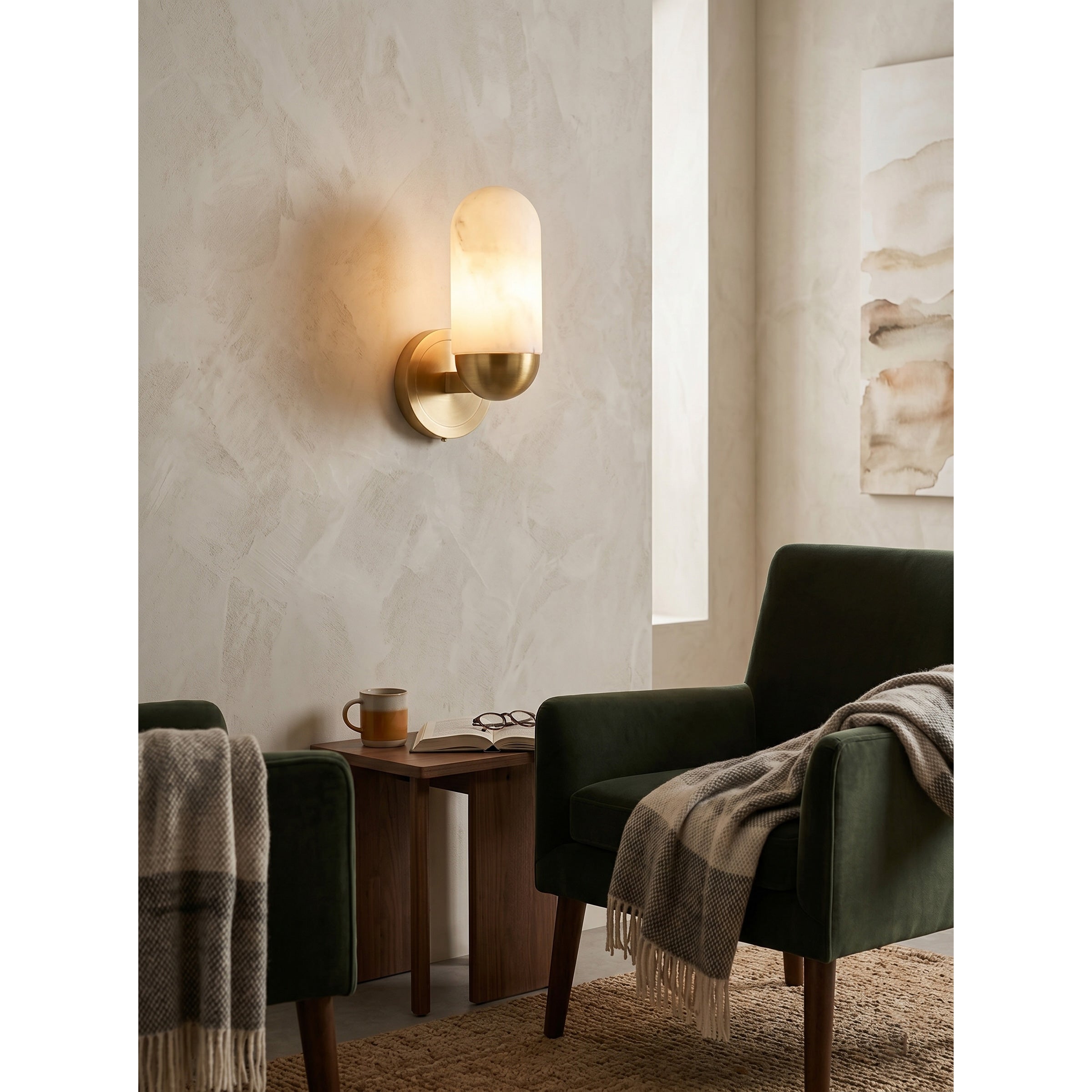 Dimensional diagram of the Lumeers Alabaster Wall Lamp.