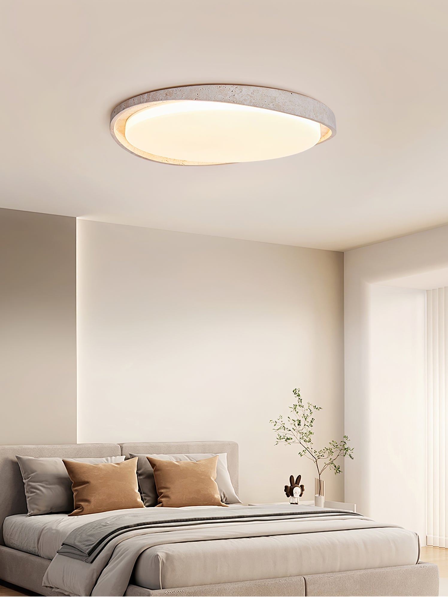 Cyvian Oval Frame Travertine Ceiling Light-Neutral Decor