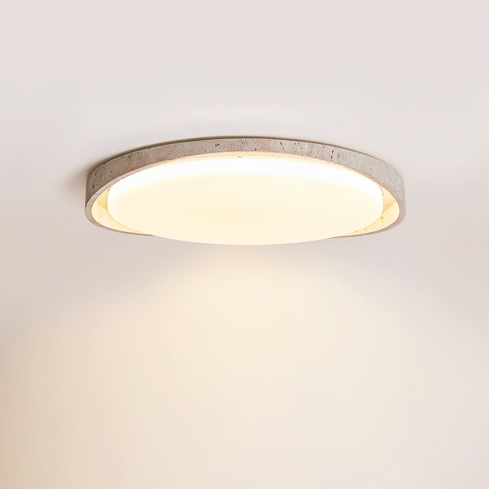 Cyvian Oval Frame Travertine Ceiling Light-Neutral Decor