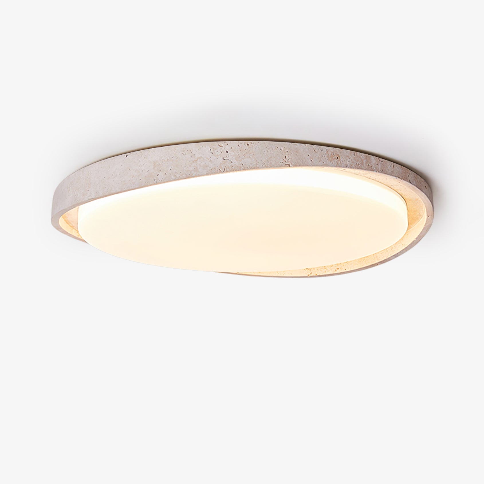 Cyvian Oval Frame Travertine Ceiling Light-Neutral Decor