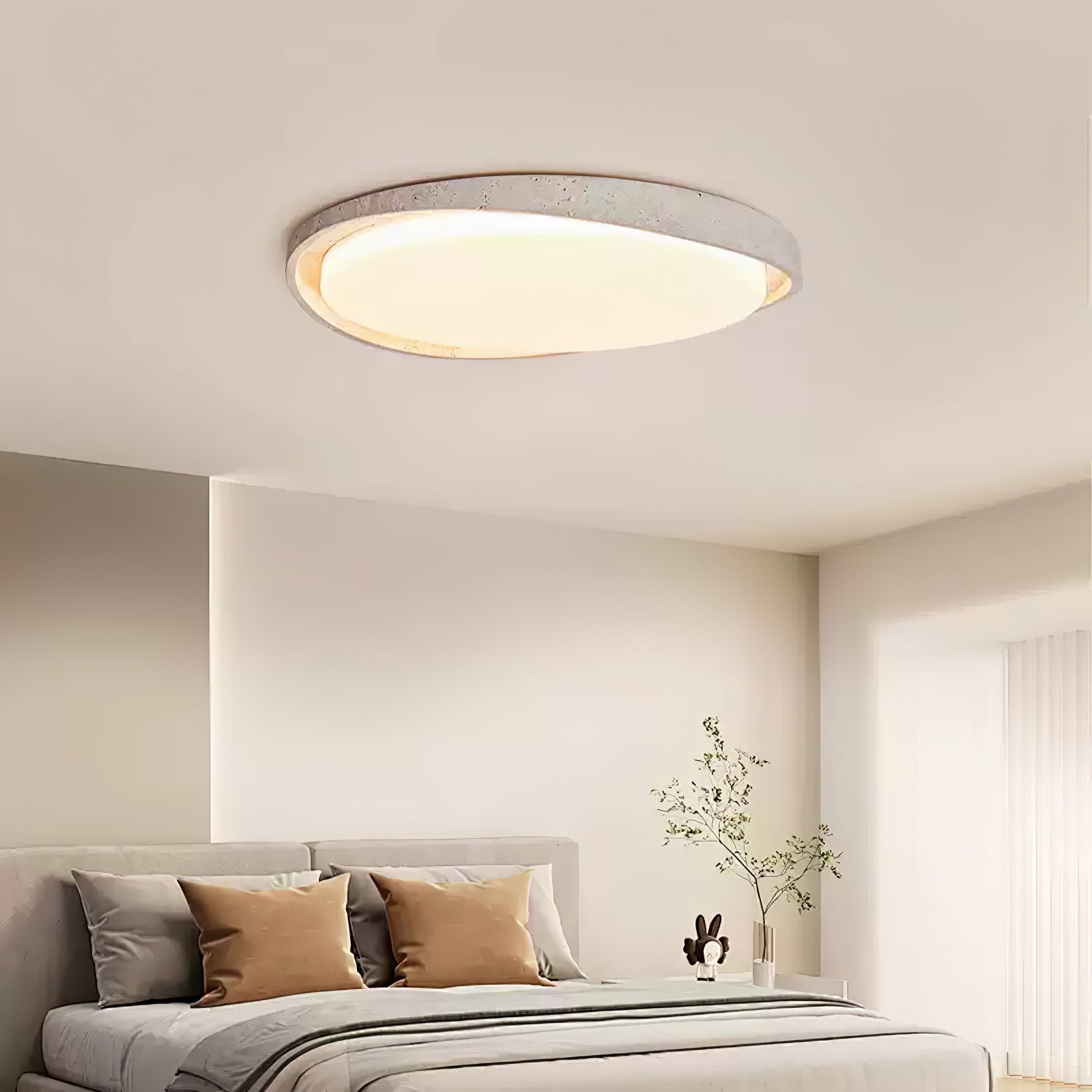 Cyvian Oval Frame Travertine Ceiling Light-Neutral Decor