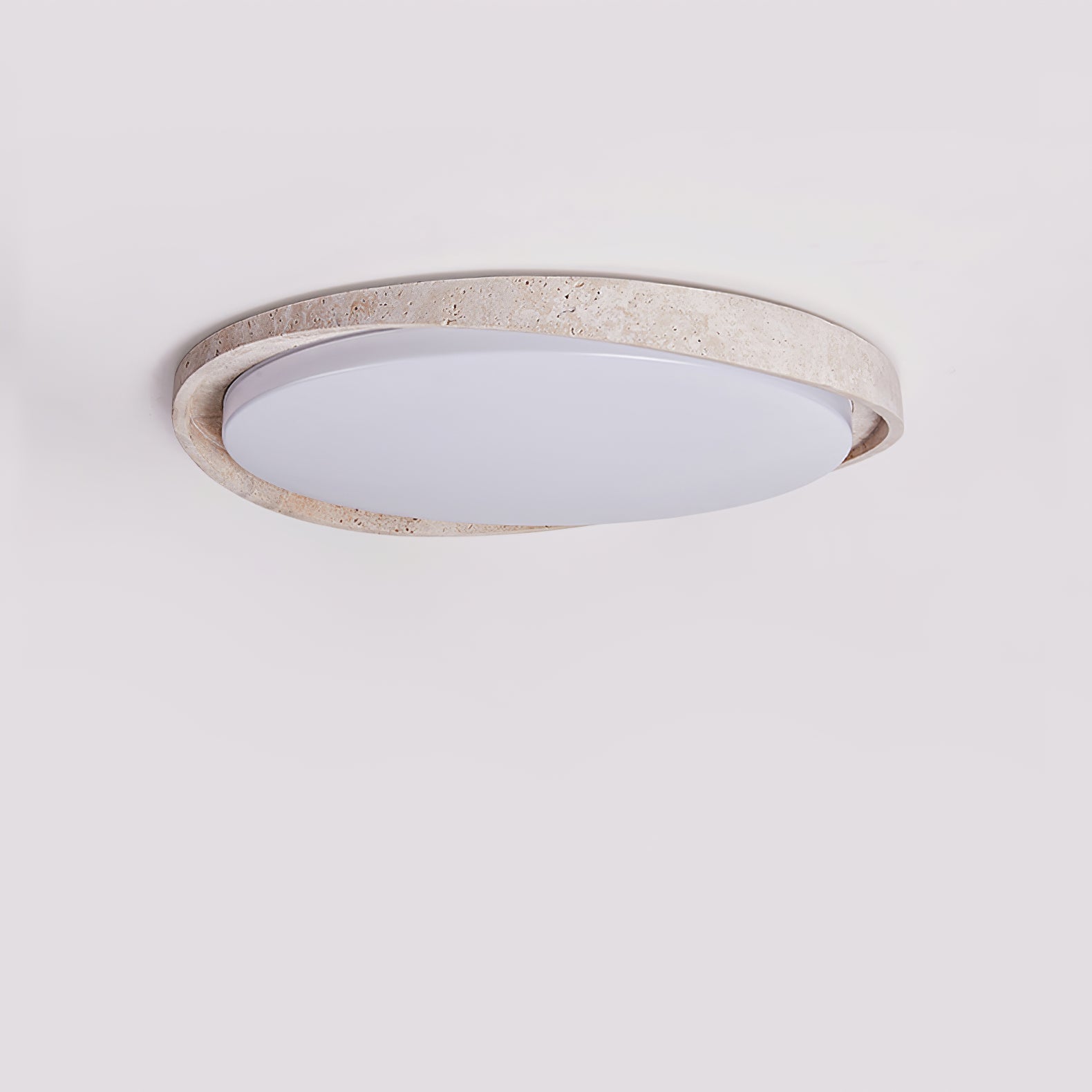 Cyvian Oval Frame Travertine Ceiling Light-Neutral Decor