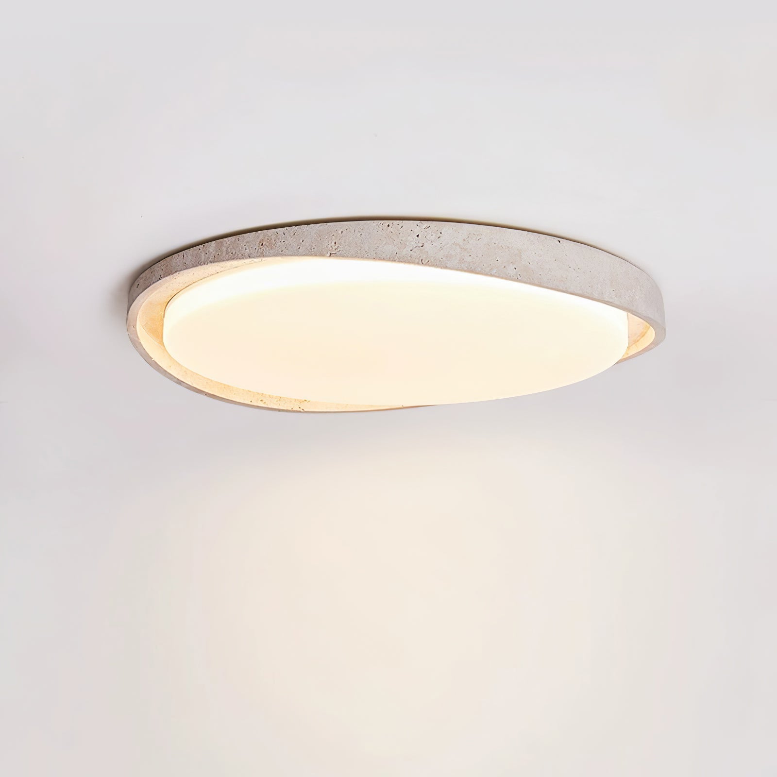 Cyvian Oval Frame Travertine Ceiling Light-Neutral Decor