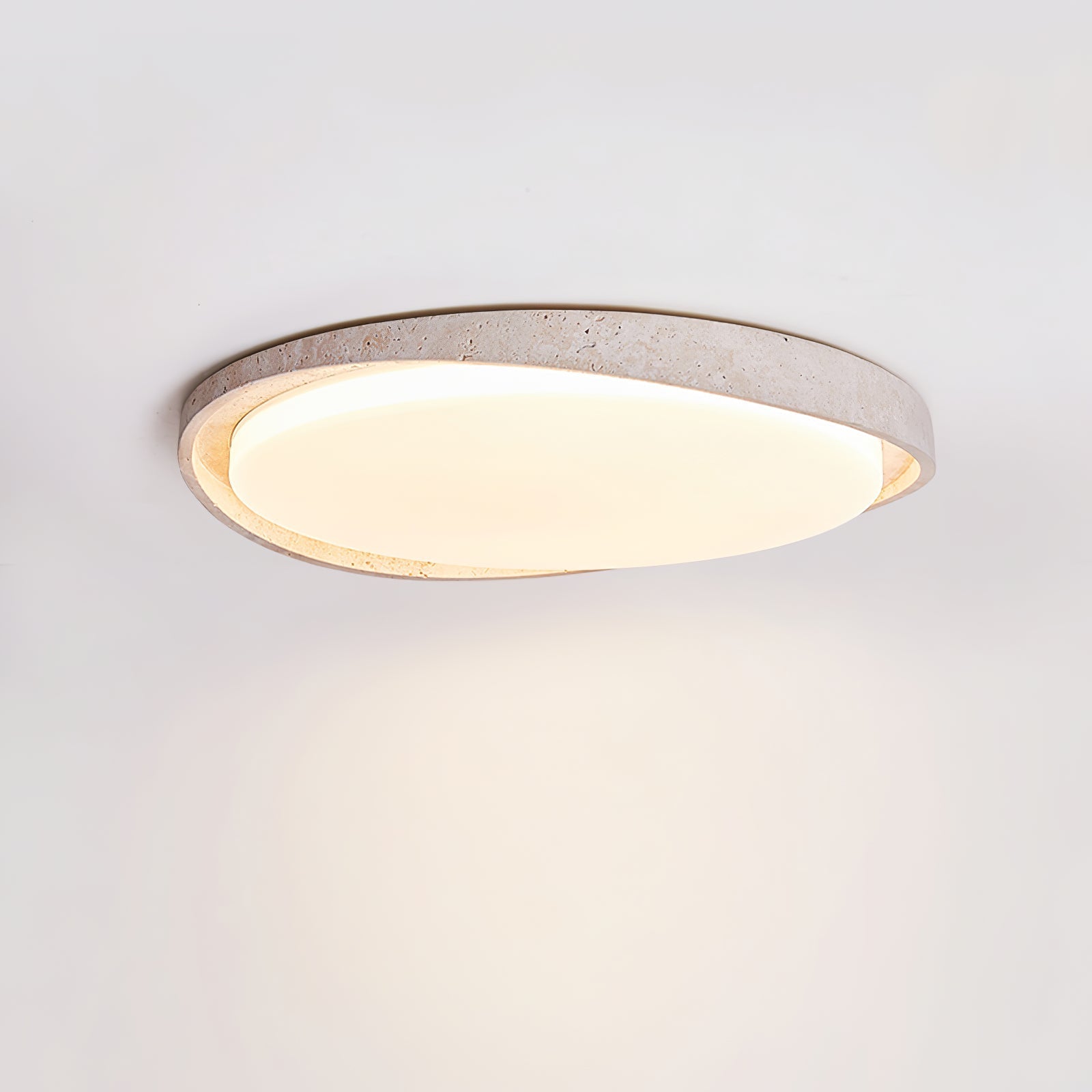 Cyvian Oval Frame Travertine Ceiling Light-Neutral Decor