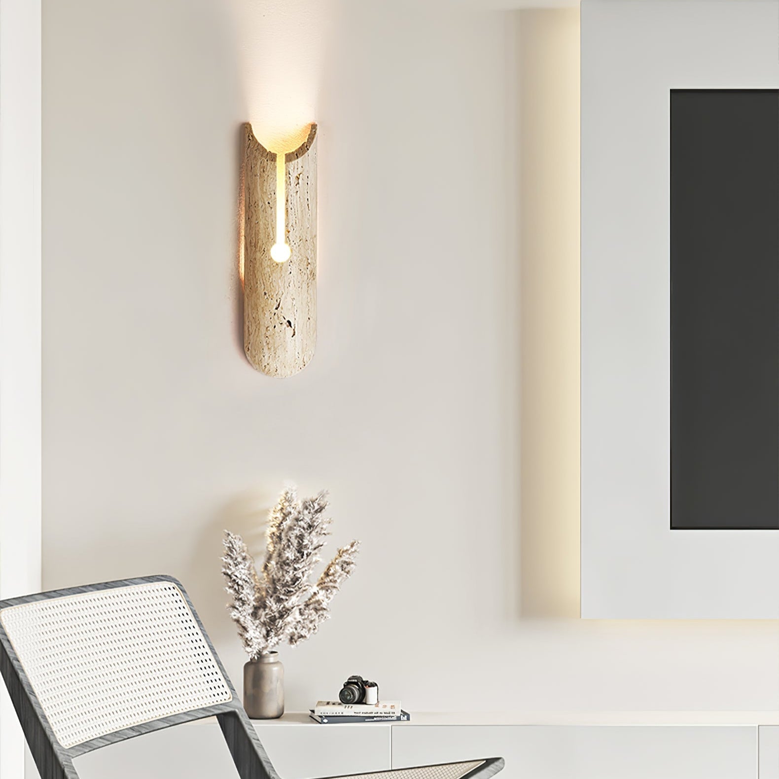 Elraeila Rustic Travertine Wall Light-Neutral Decor