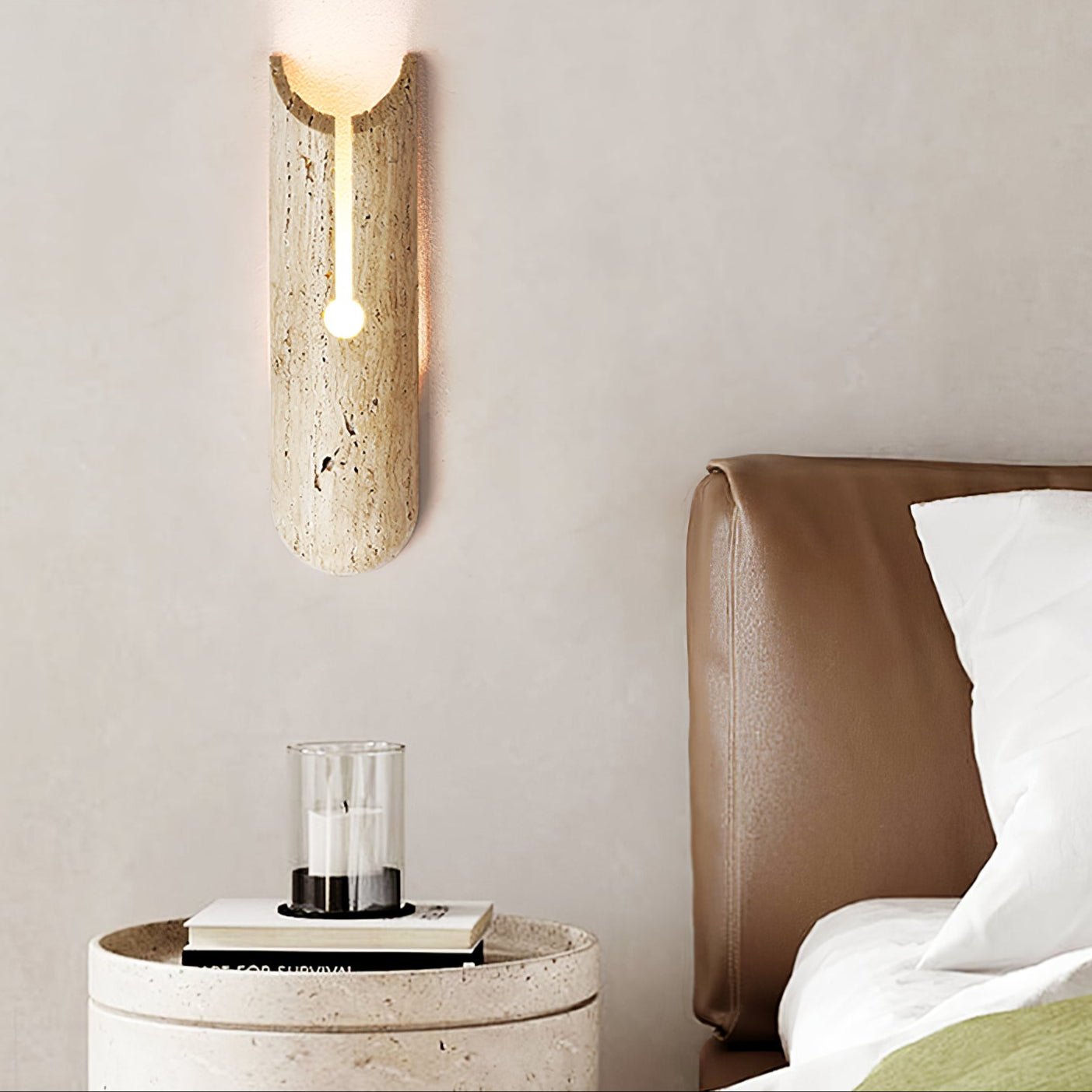 Elraeila Rustic Travertine Wall Light-Neutral Decor