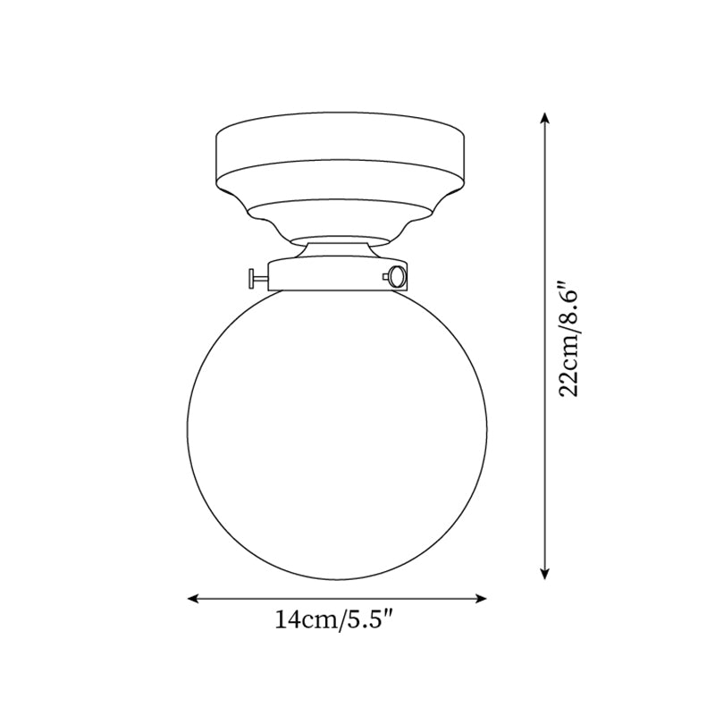 Ceiling Light Globe Shade Clear Glass Walnut Wood Canopy Brass