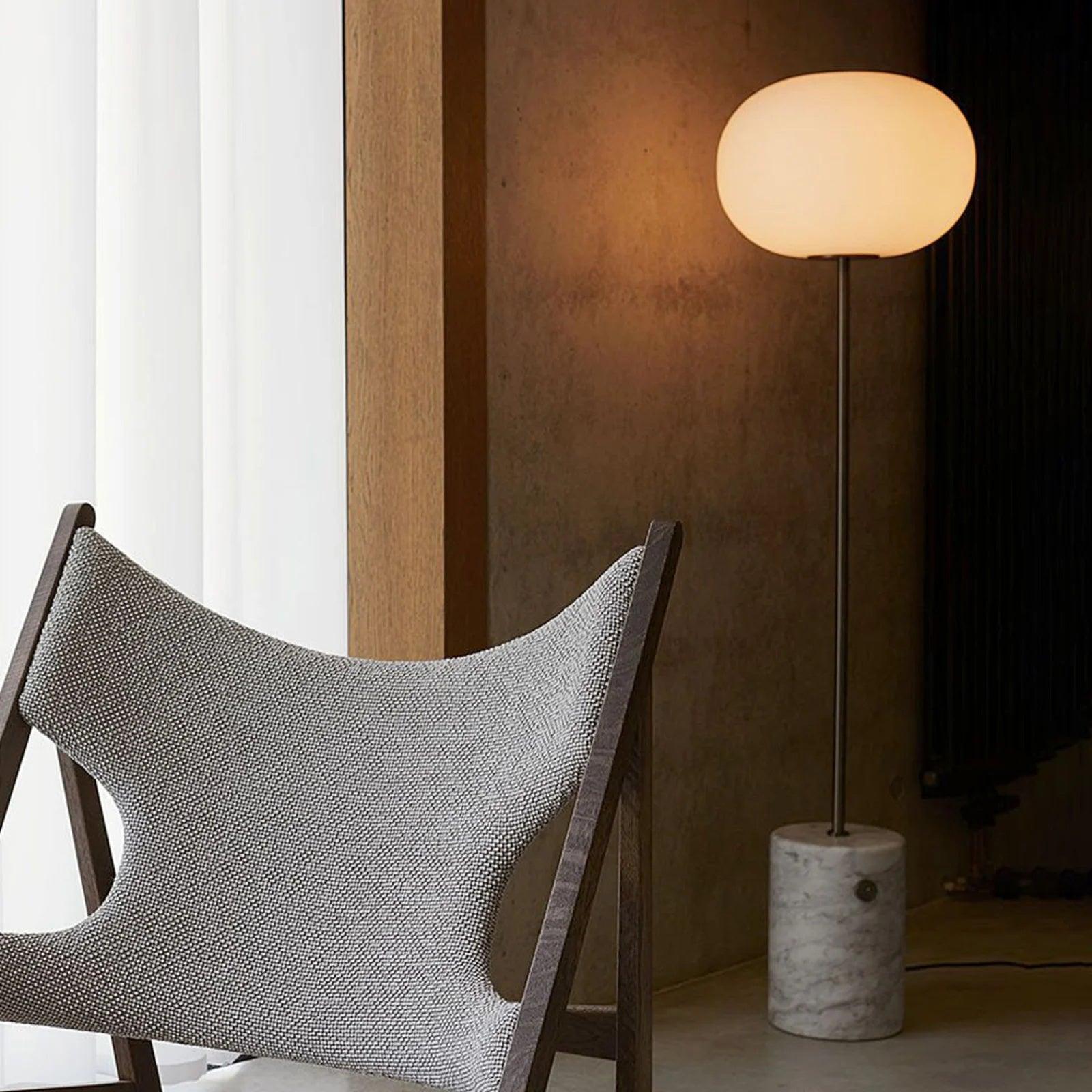 Iloryra Column-Base Travertine Floor Lamp-Neutral Decor