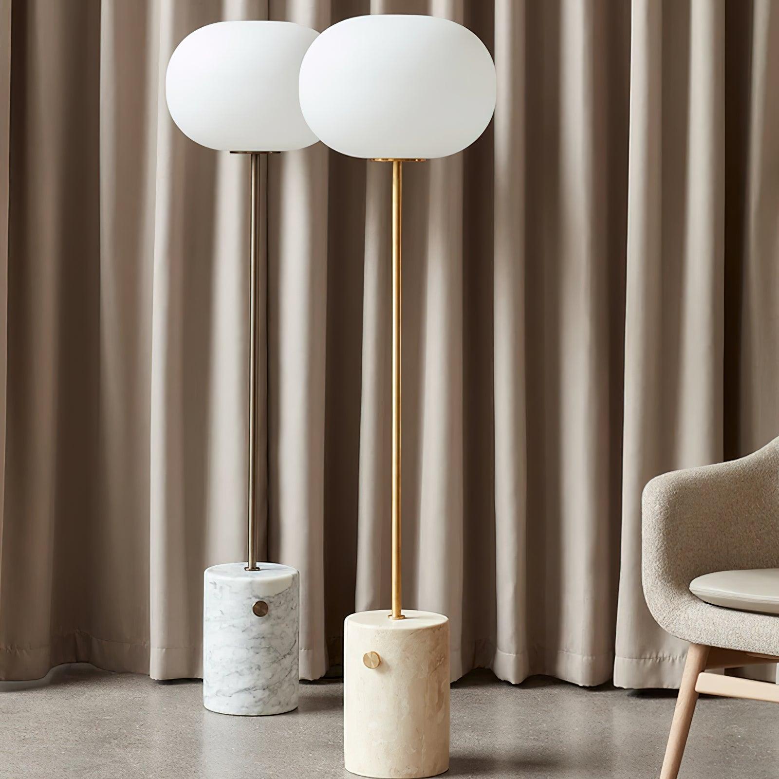 Iloryra Column-Base Travertine Floor Lamp-Neutral Decor