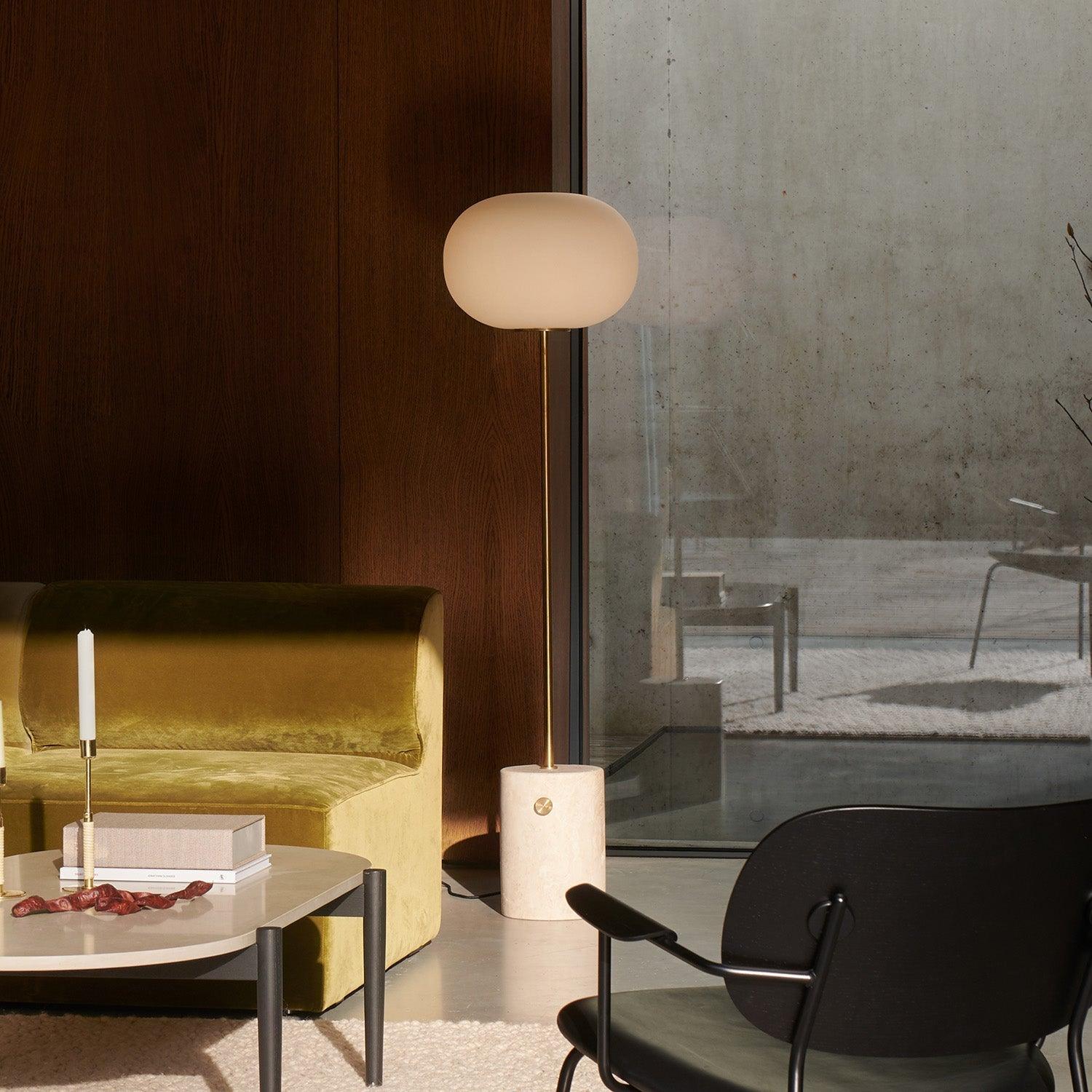 Iloryra Column-Base Travertine Floor Lamp-Neutral Decor
