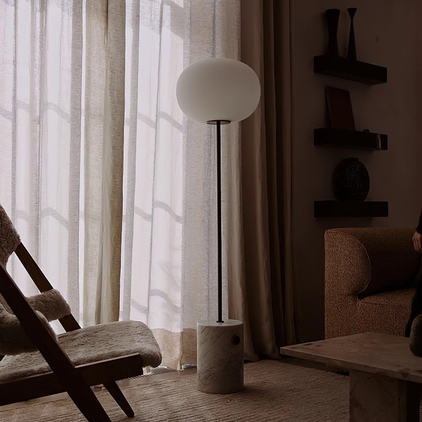 Iloryra Column-Base Travertine Floor Lamp-Neutral Decor