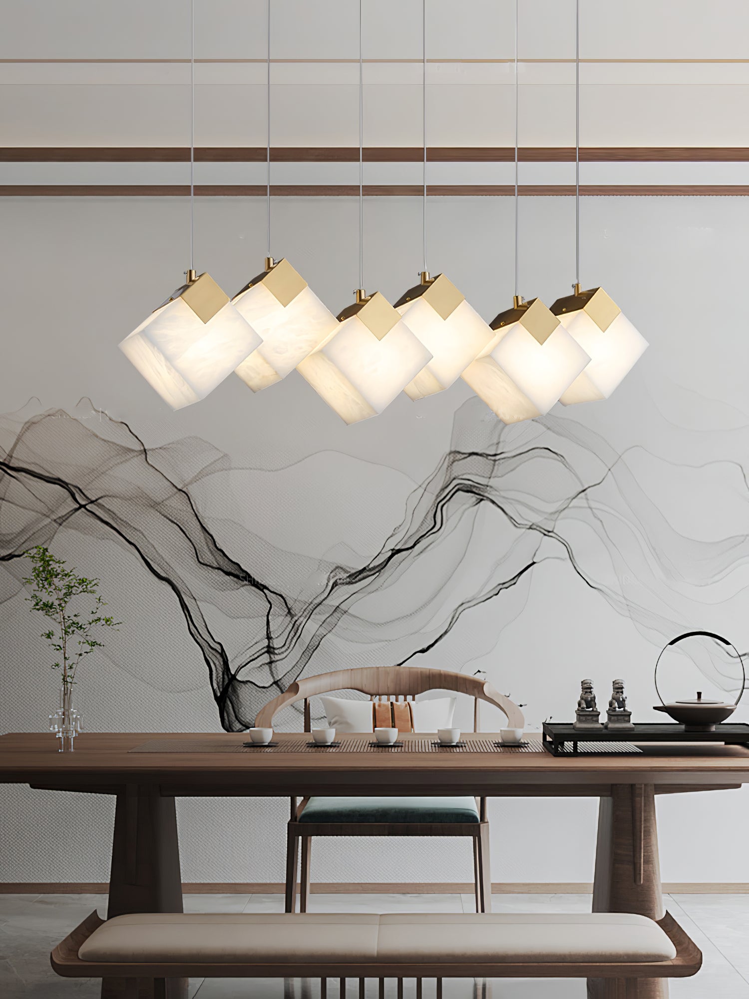 Vevariel Linear Alabaster Pendant Light-Neutral Decor