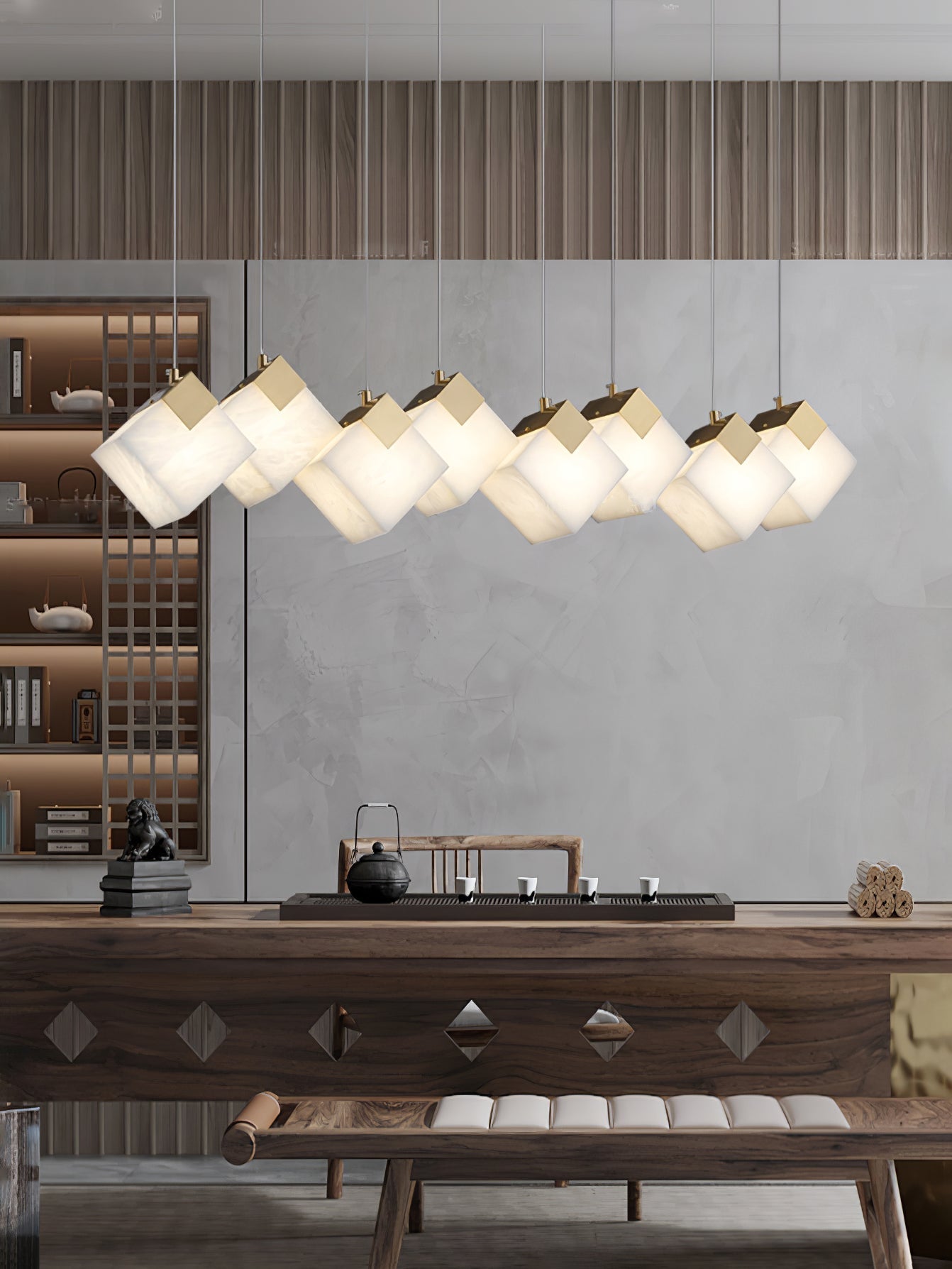 Vevariel Linear Alabaster Pendant Light-Neutral Decor
