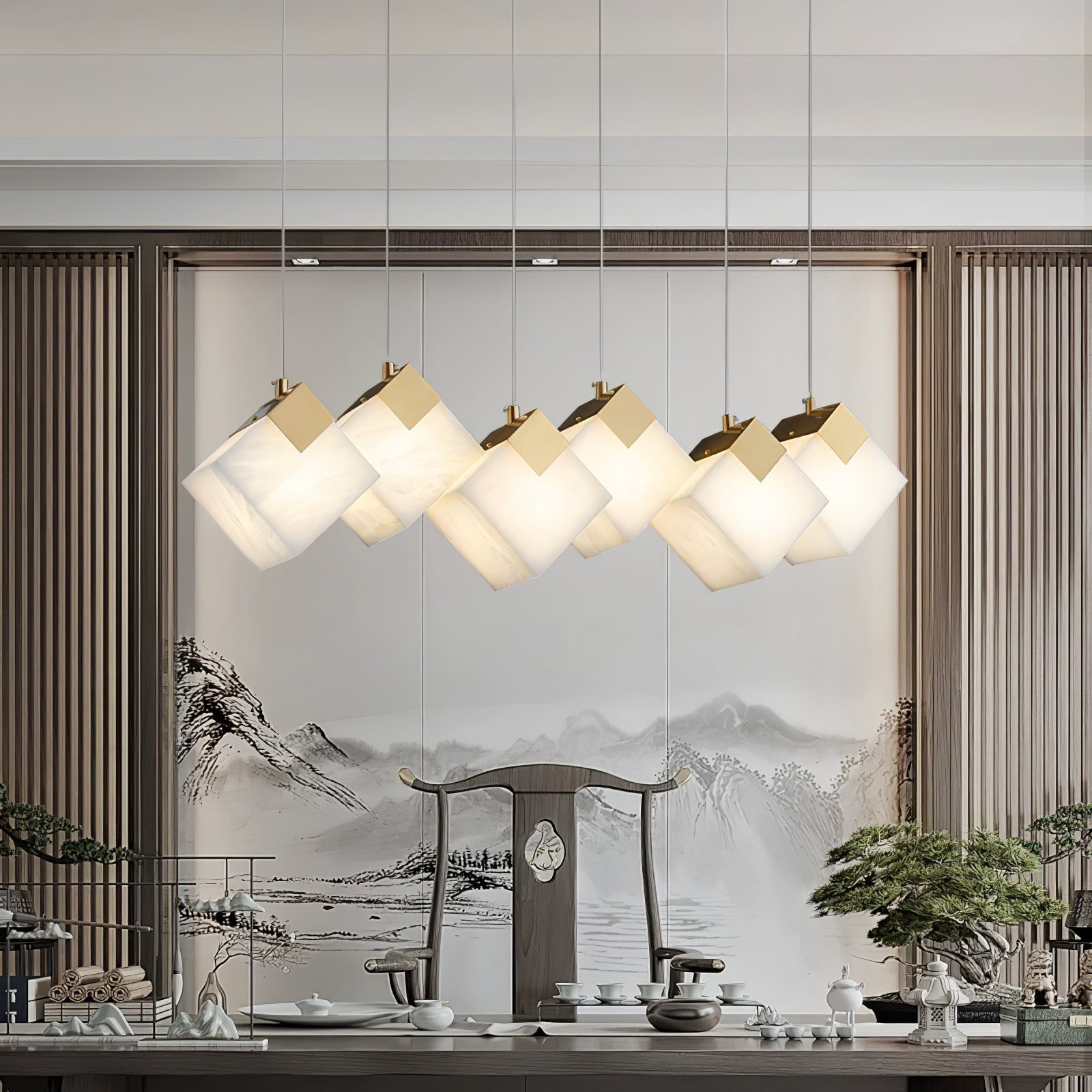 Vevariel Linear Alabaster Pendant Light-Neutral Decor