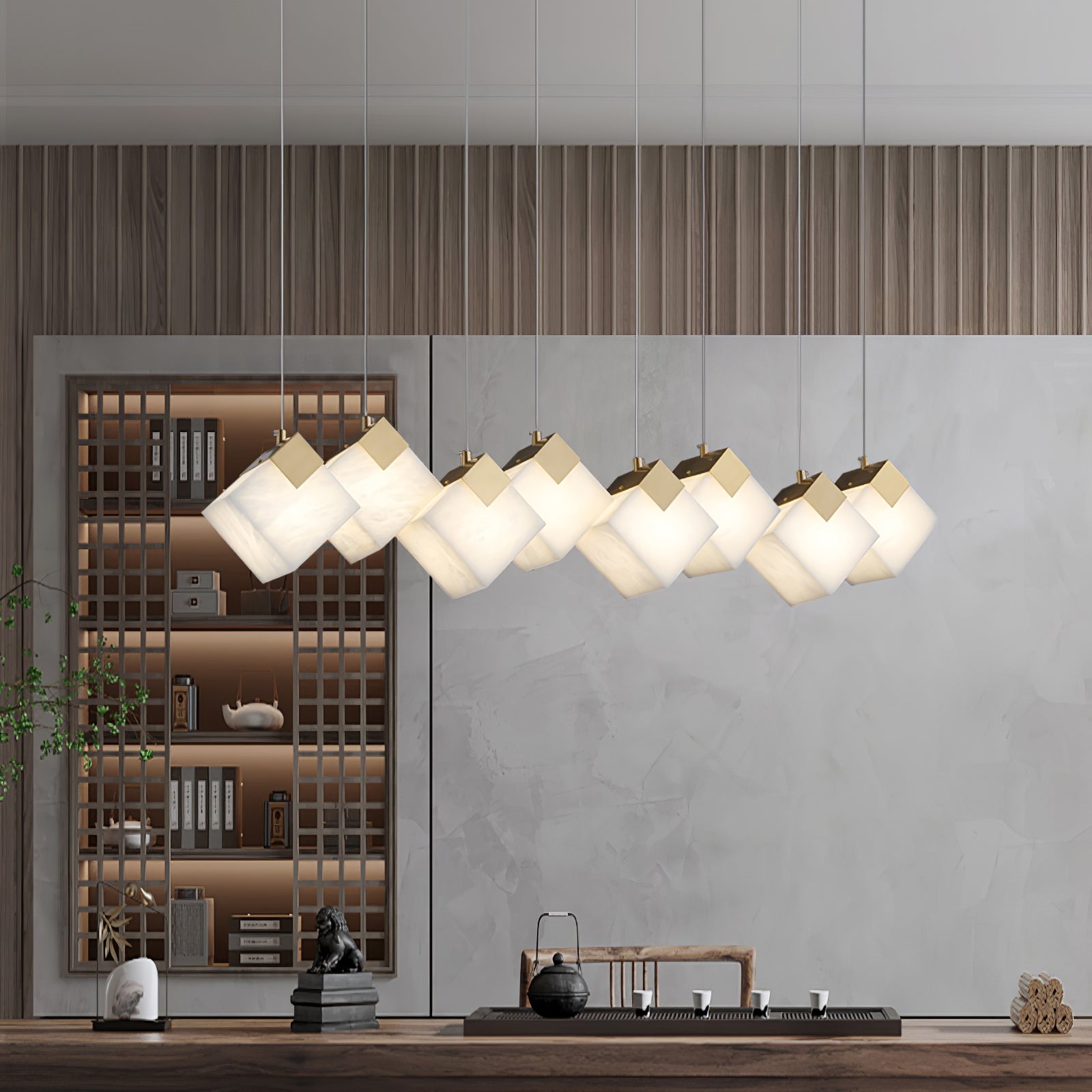 Vevariel Linear Alabaster Pendant Light-Neutral Decor