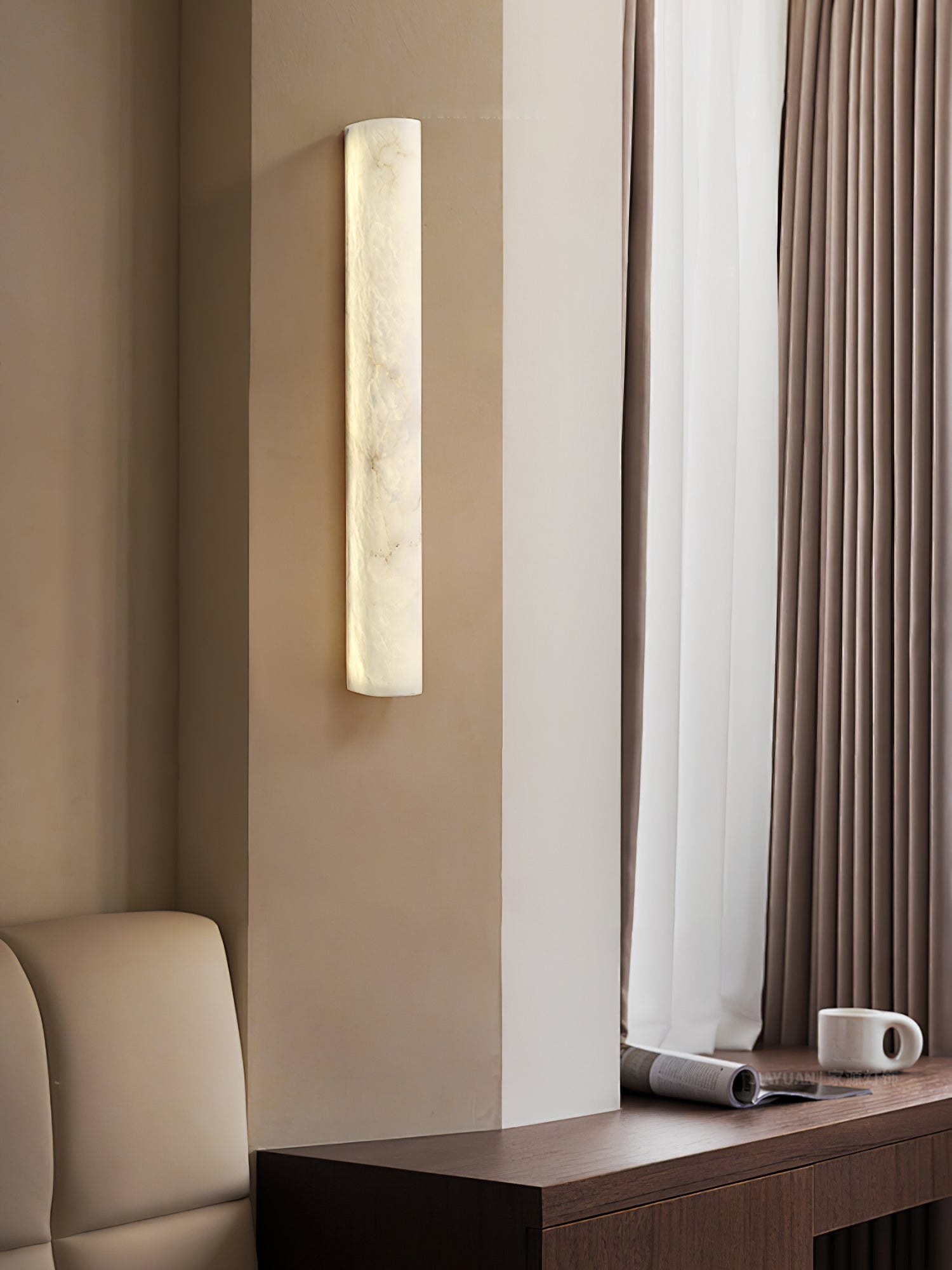 Veyaen Alabaster Wall Light-Neutral Decor