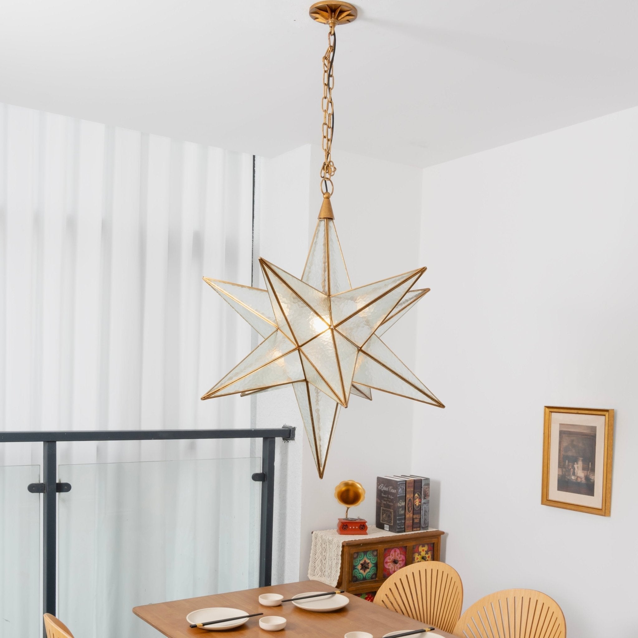 Sotr Elegant Glass Star Chandelier-Neutral Decor