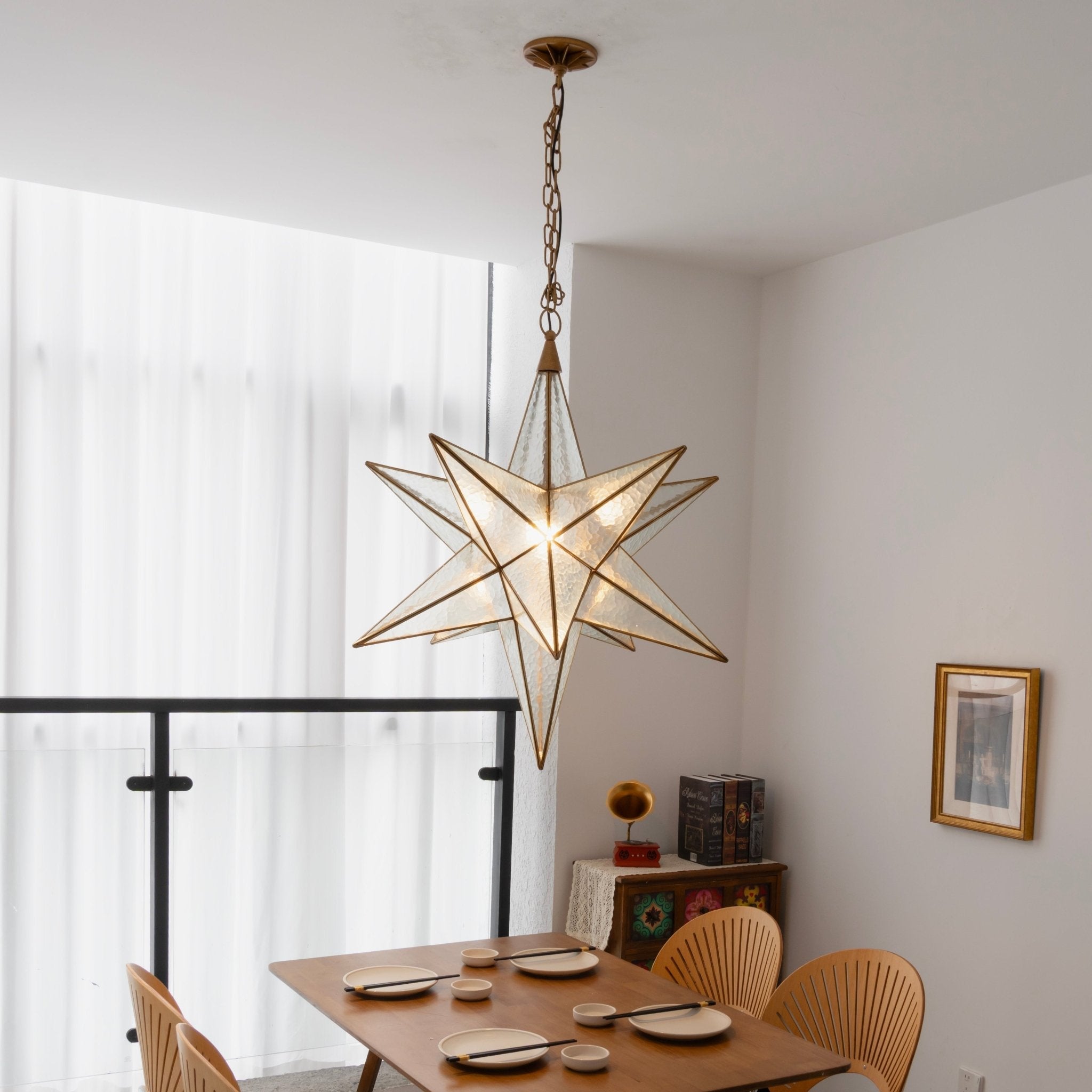 Sotr Elegant Glass Star Chandelier-Neutral Decor