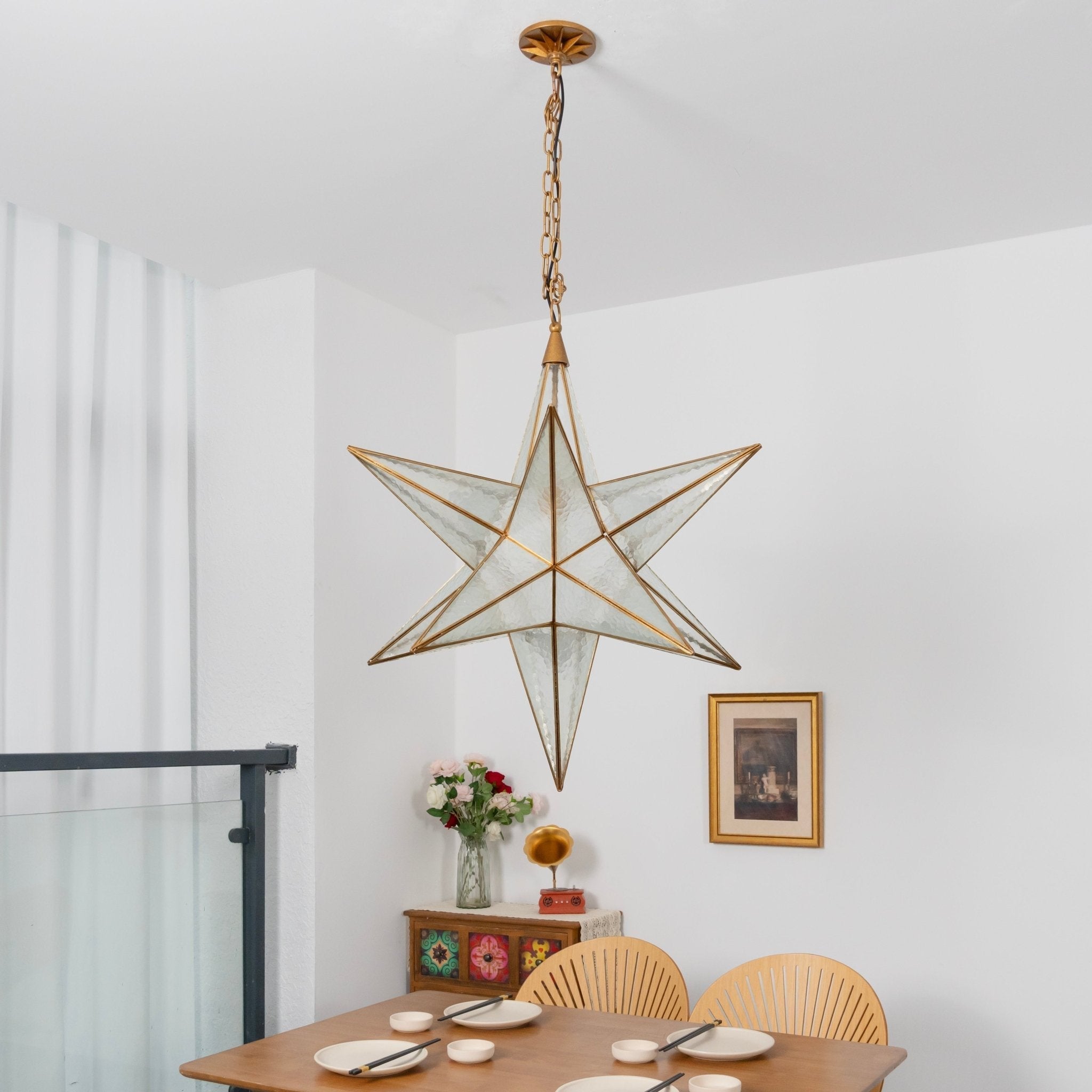 Sotr Elegant Glass Star Chandelier-Neutral Decor