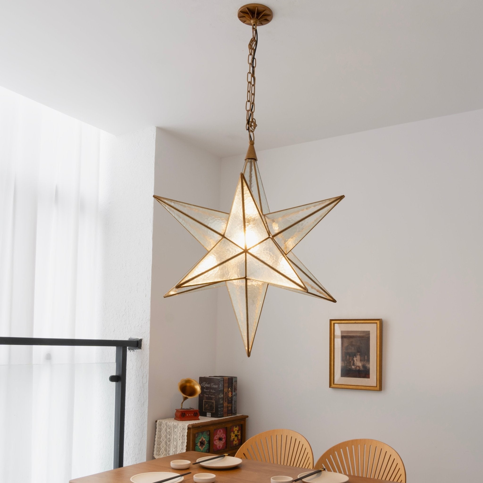 Sotr Elegant Glass Star Chandelier-Neutral Decor