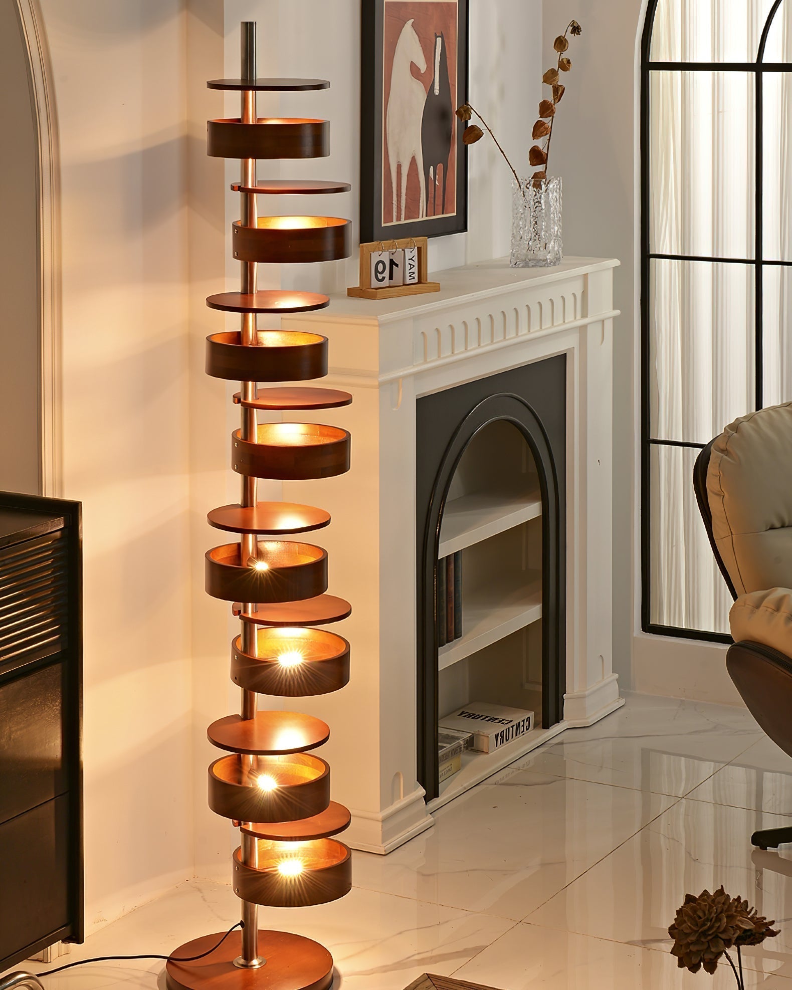 Lynix Wooden Floor Lamp-Neutral Decor