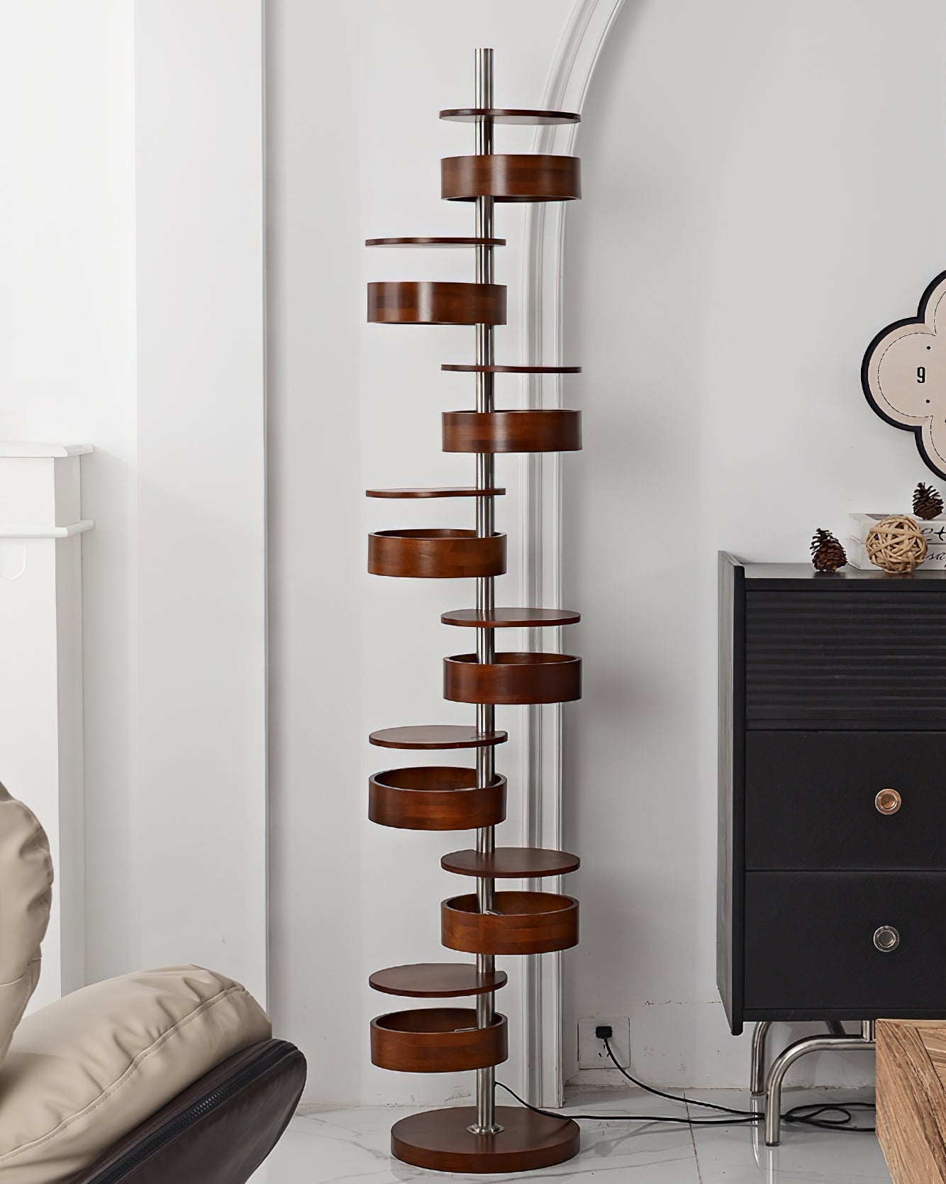 Lynix Wooden Floor Lamp-Neutral Decor