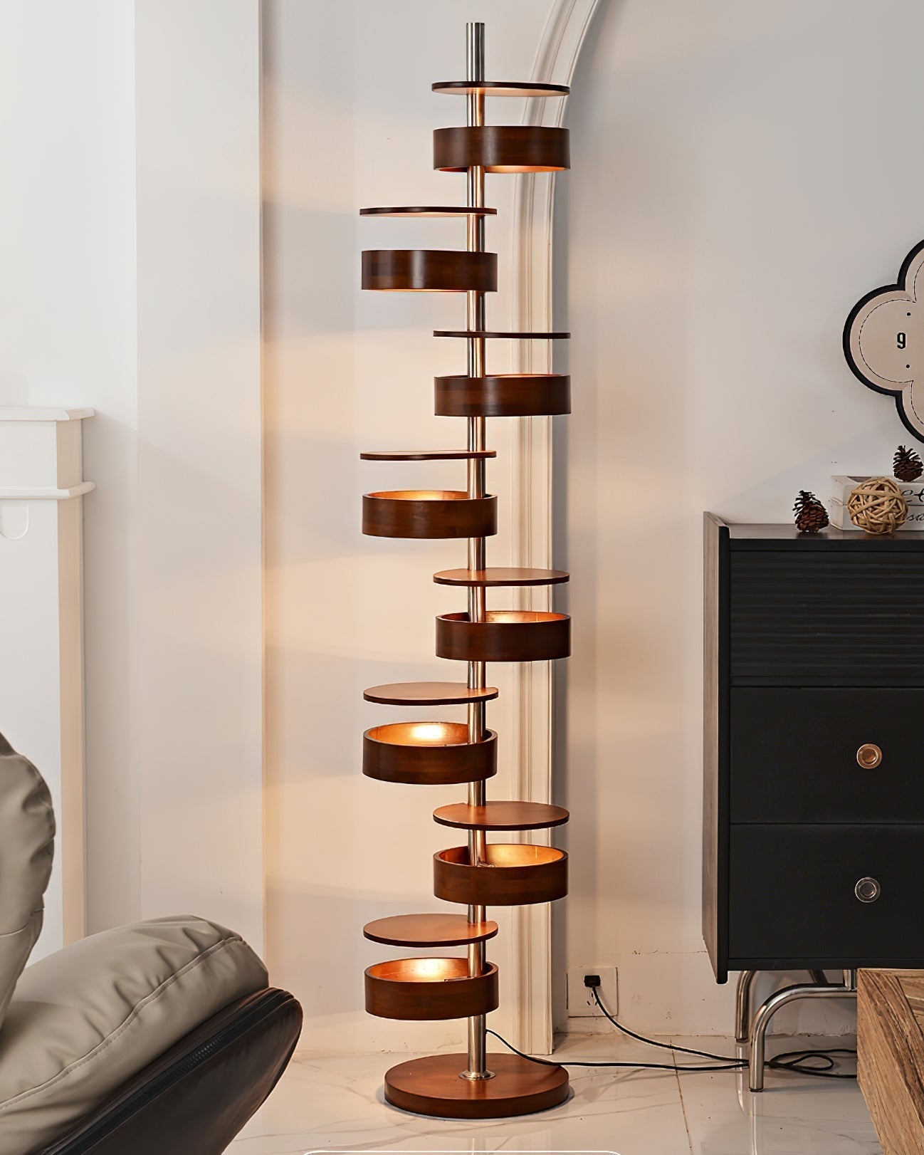 Lynix Wooden Floor Lamp-Neutral Decor