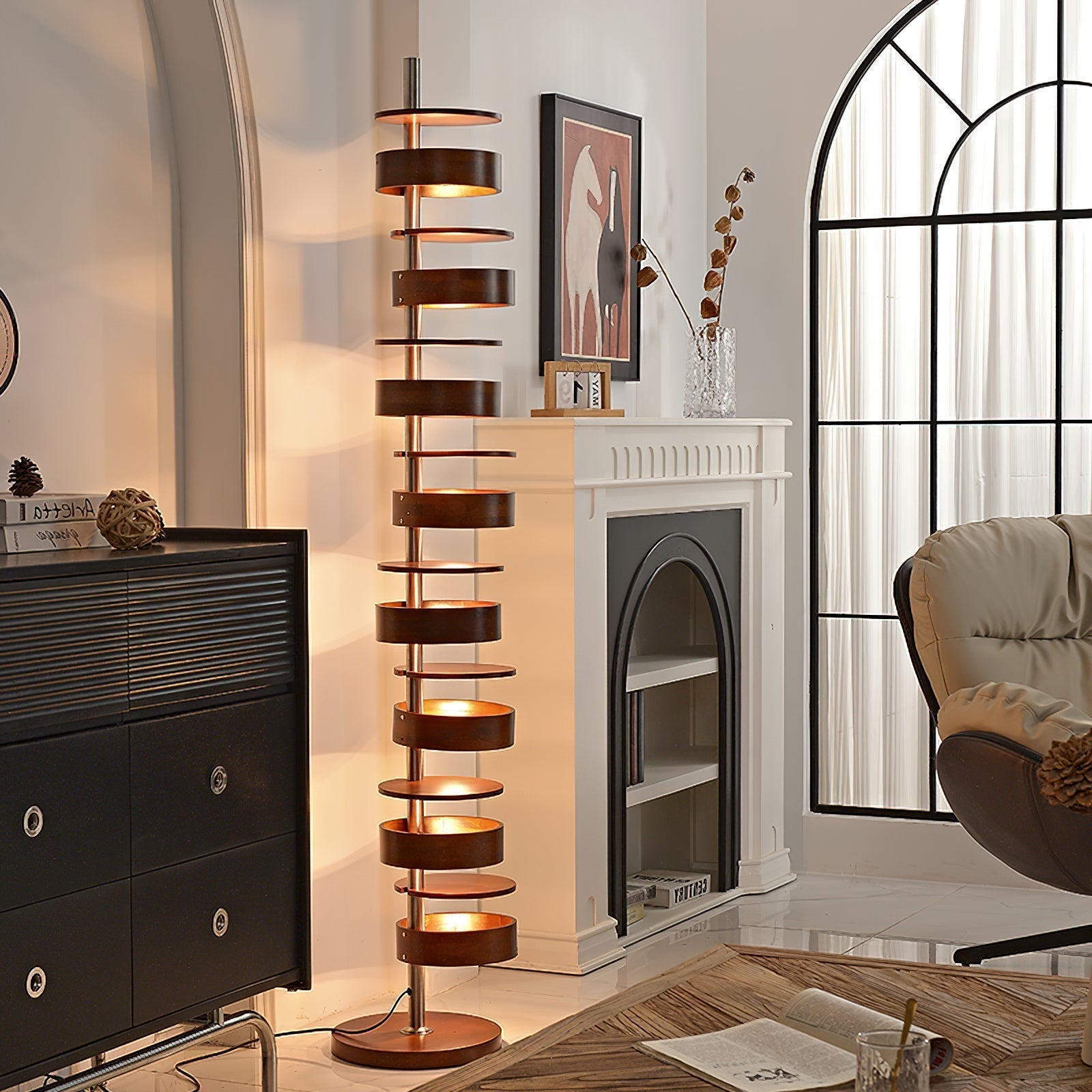 Lynix Wooden Floor Lamp-Neutral Decor