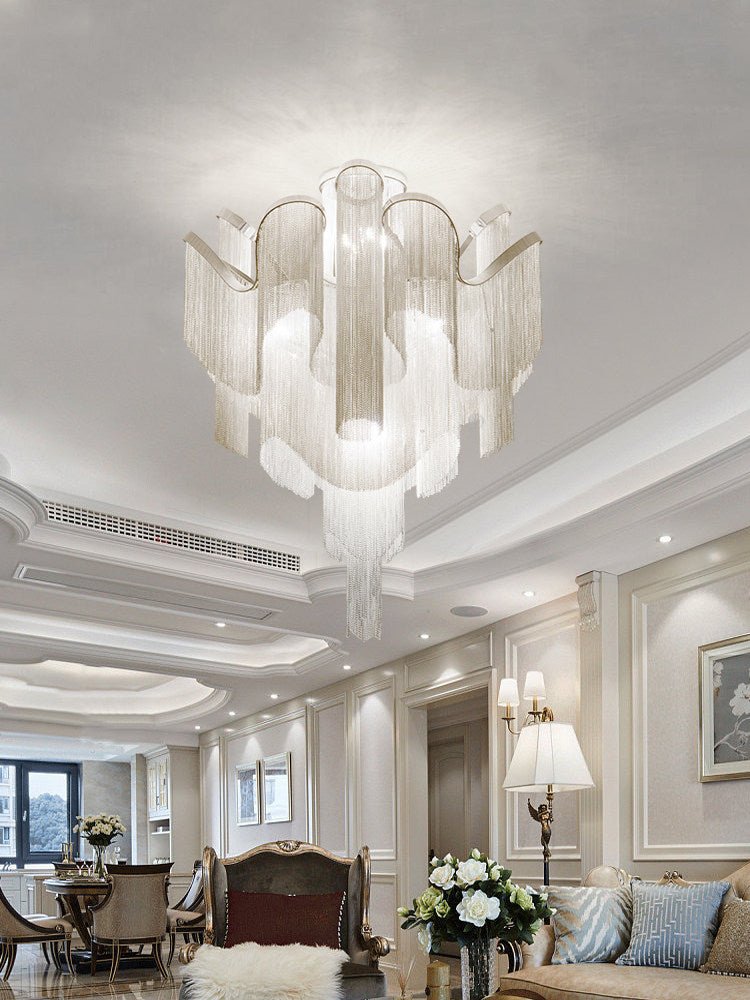 Luminous Cascade Chain Ceiling Light-Neutral Decor