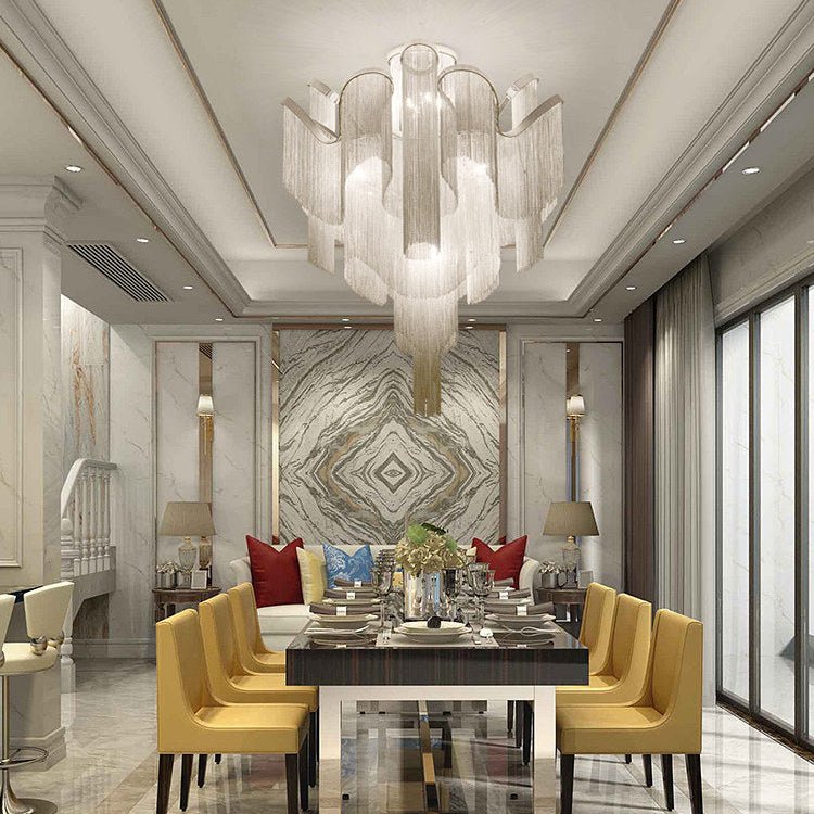 Luminous Cascade Chain Ceiling Light-Neutral Decor