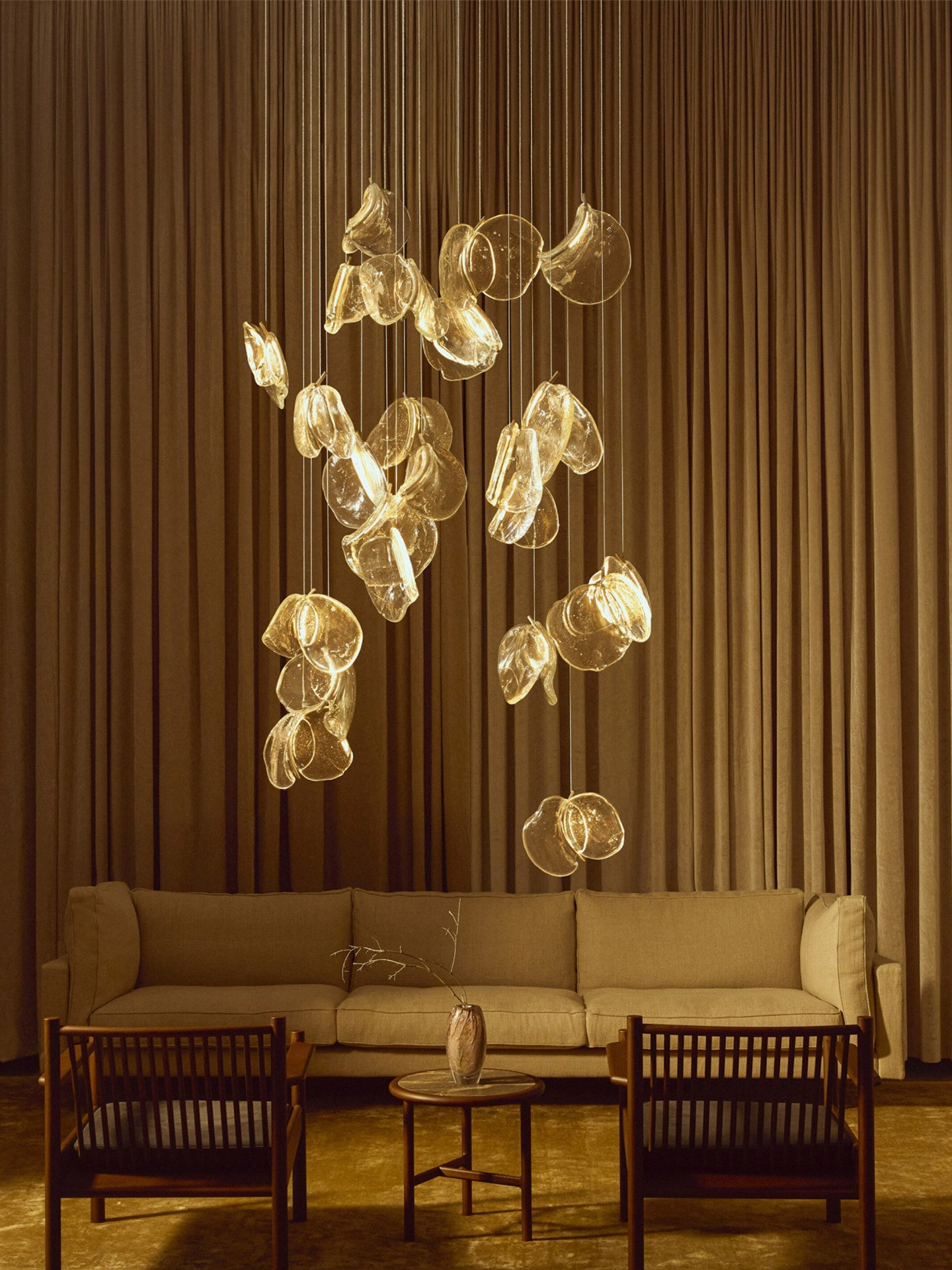 Luminous Glass Petals Pendant Lamp-Neutral Decor