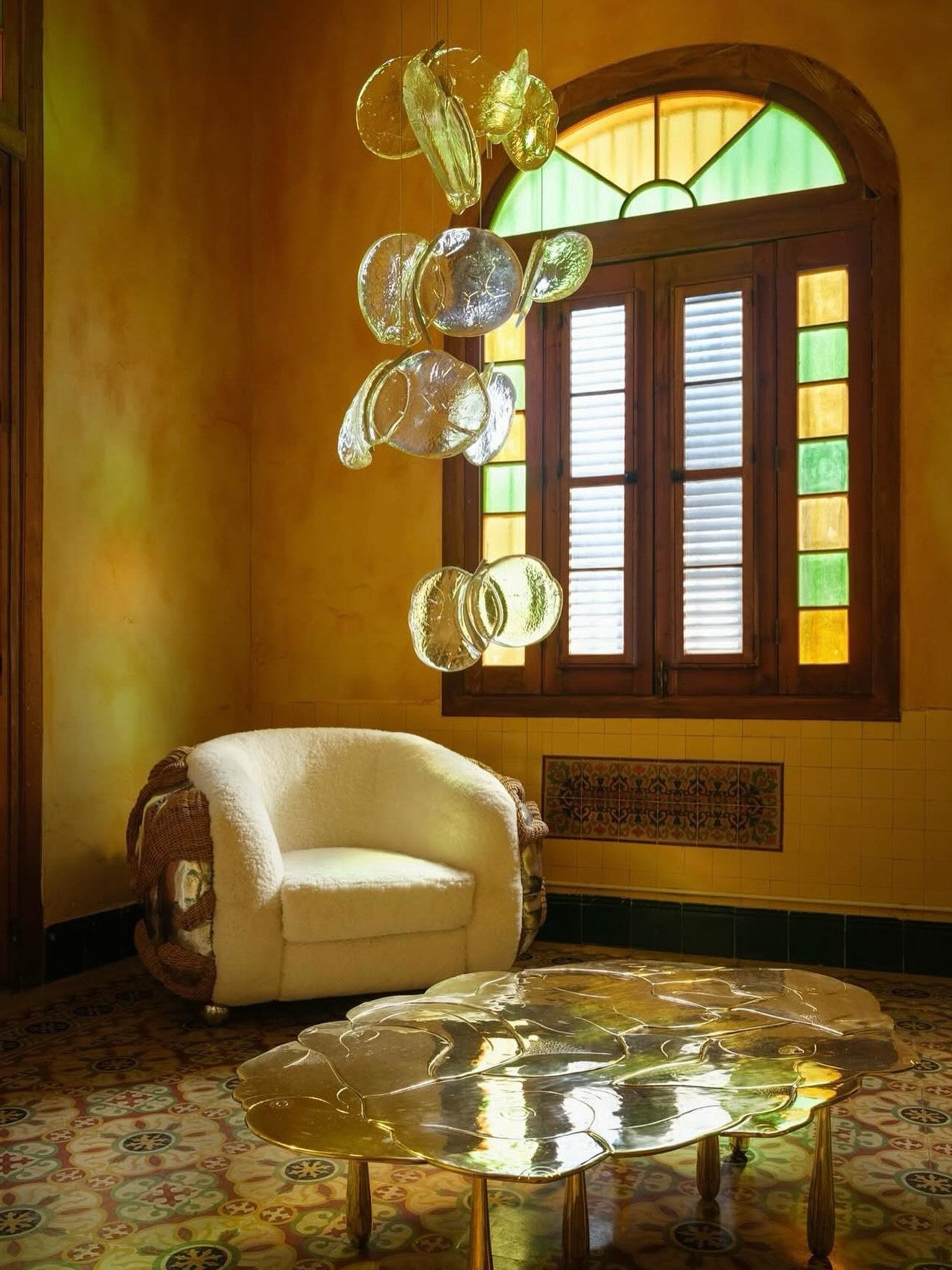 Luminous Glass Petals Pendant Lamp-Neutral Decor