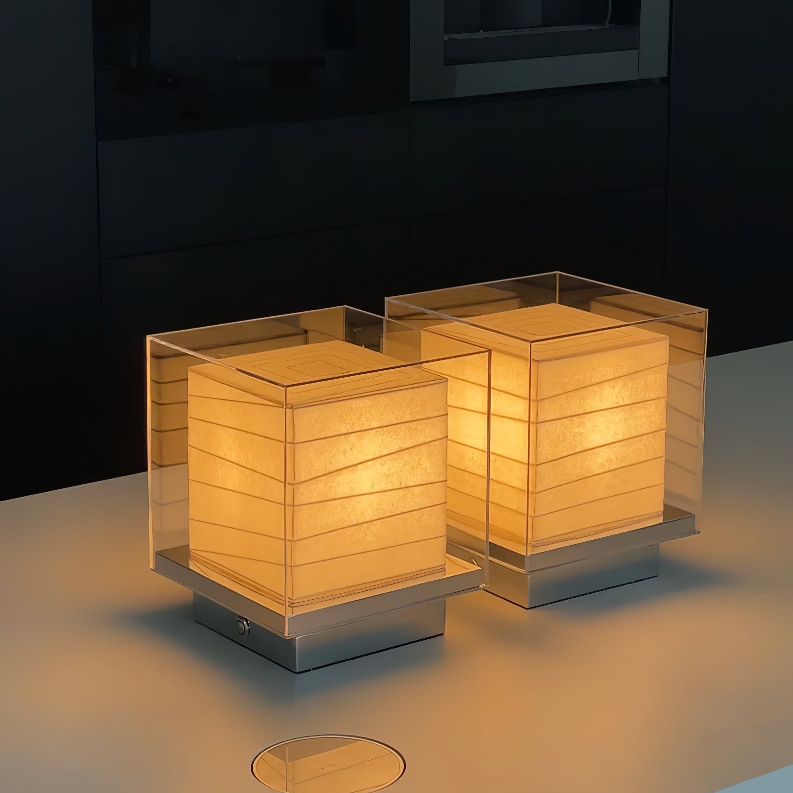 Pryn Cube Table Lamp-Neutral Decor