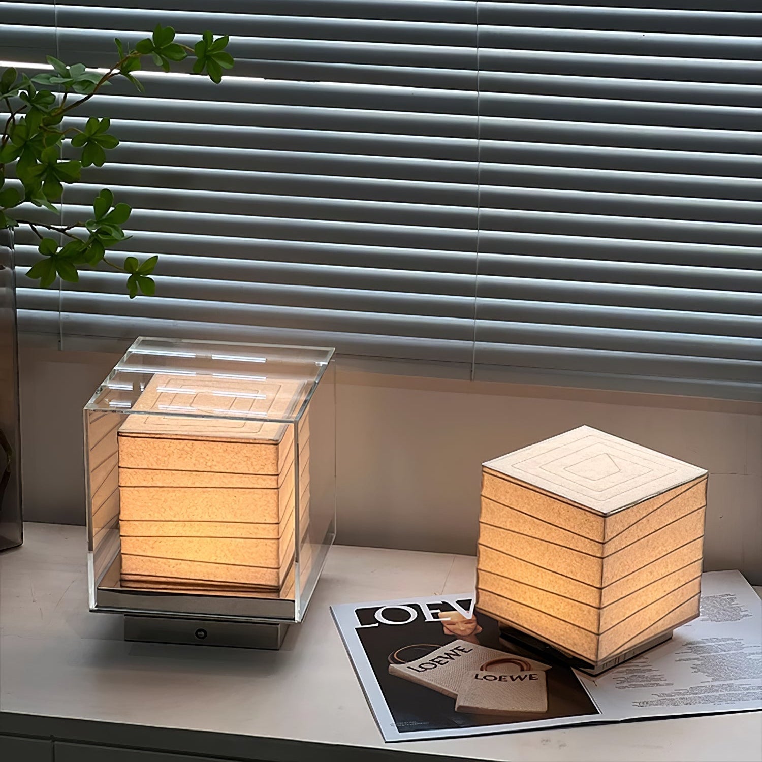 Pryn Cube Table Lamp-Neutral Decor