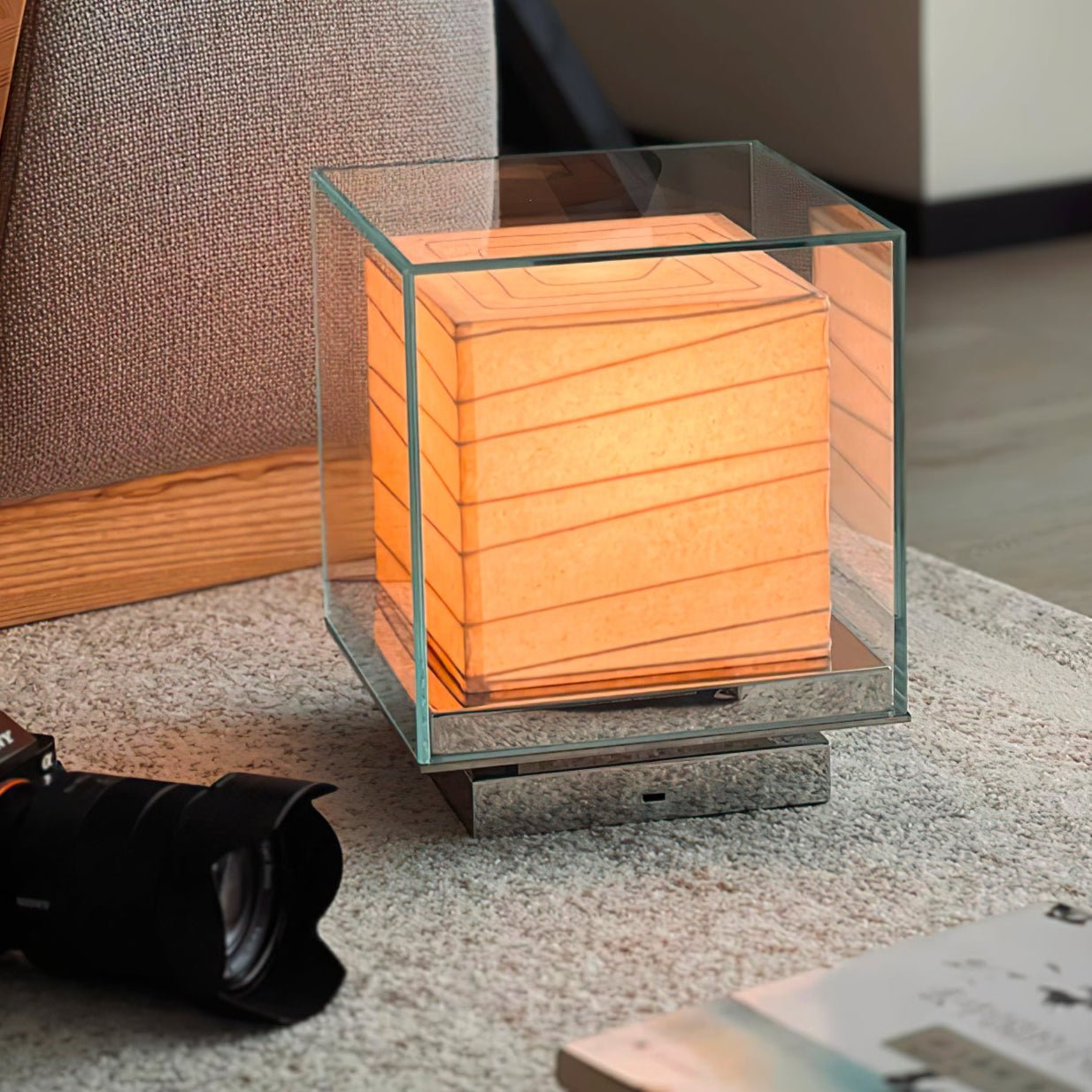 Pryn Cube Table Lamp-Neutral Decor