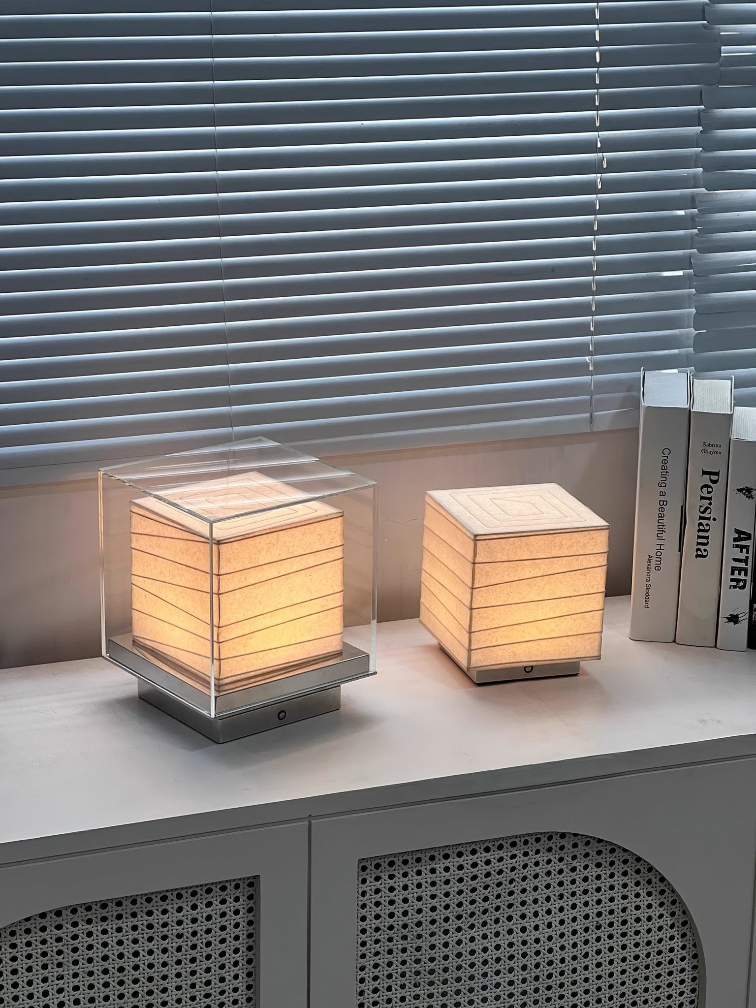 Pryn Cube Table Lamp-Neutral Decor