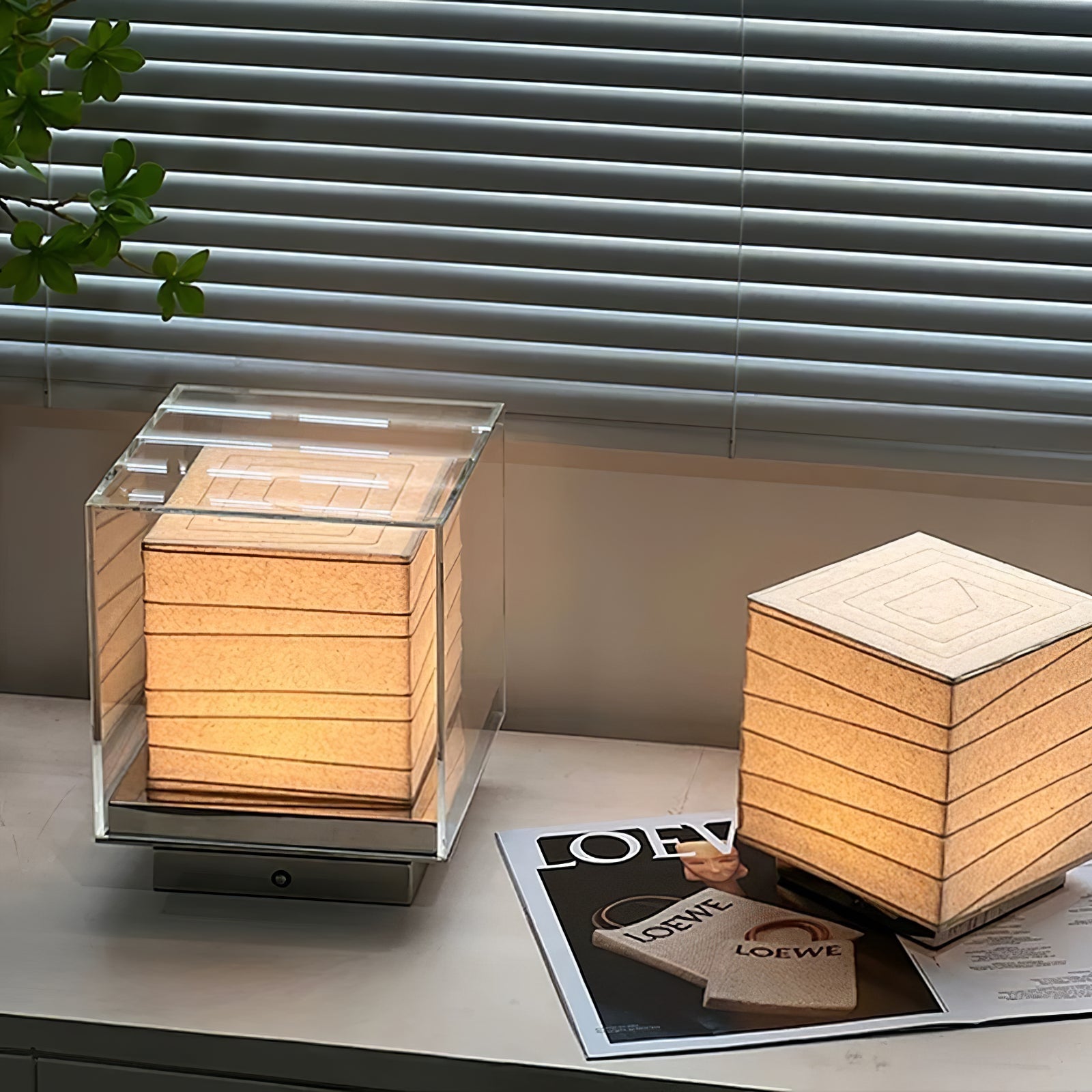 Pryn Cube Table Lamp-Neutral Decor