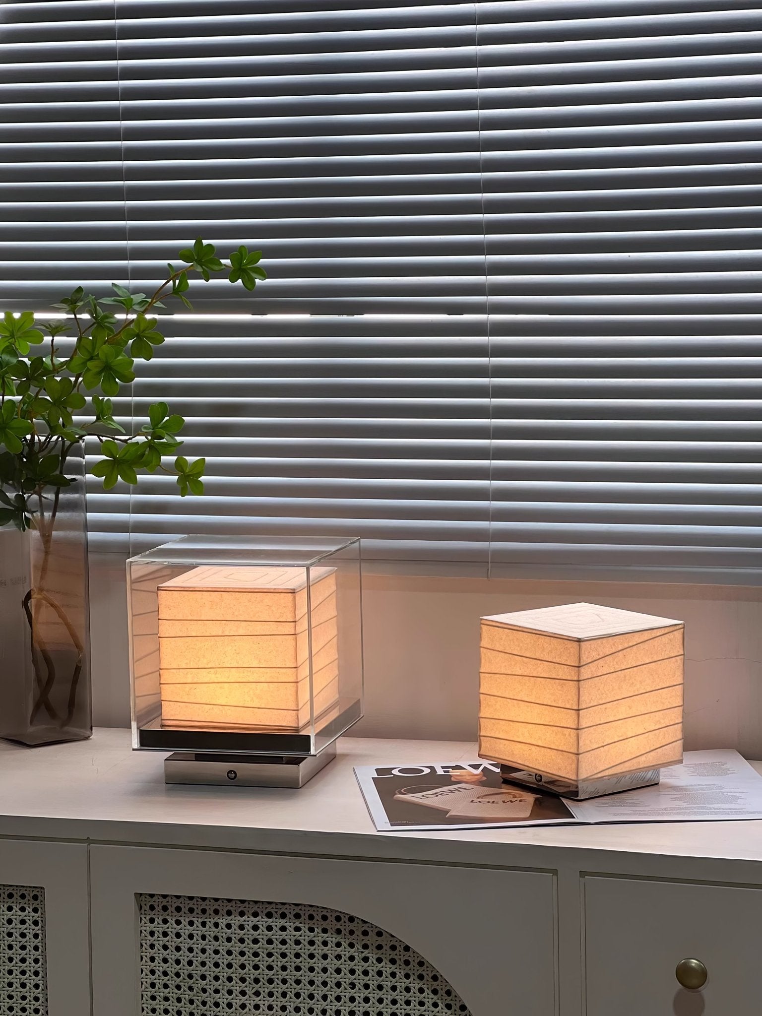 Pryn Cube Table Lamp-Neutral Decor