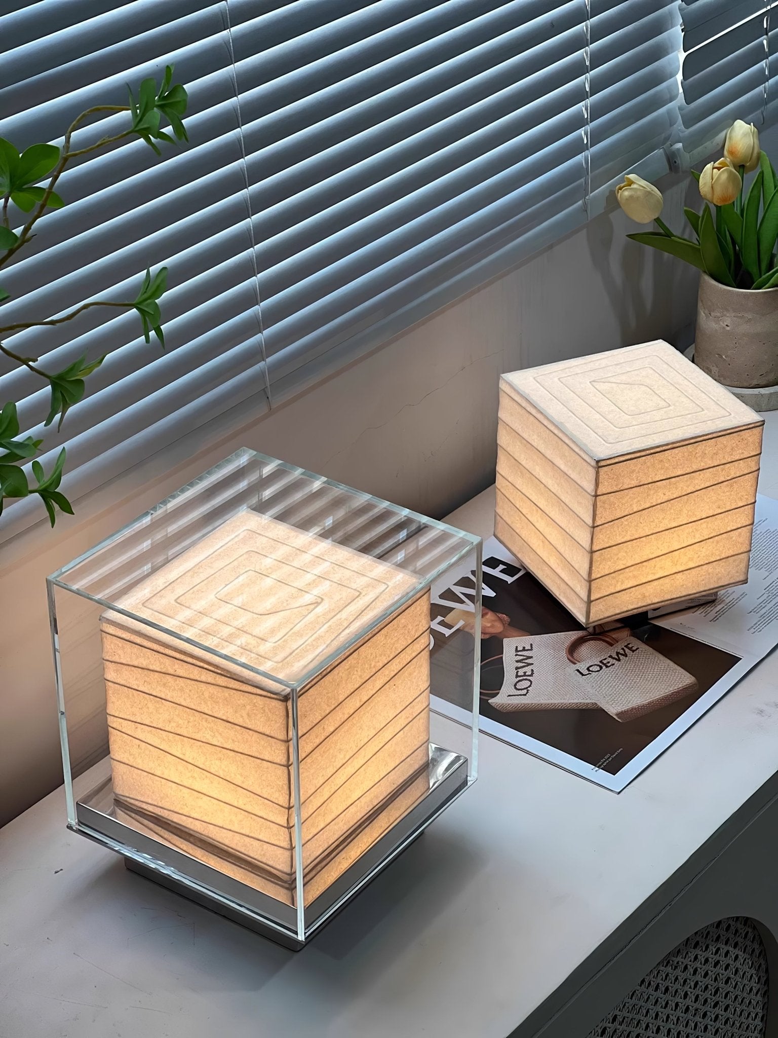 Pryn Cube Table Lamp-Neutral Decor