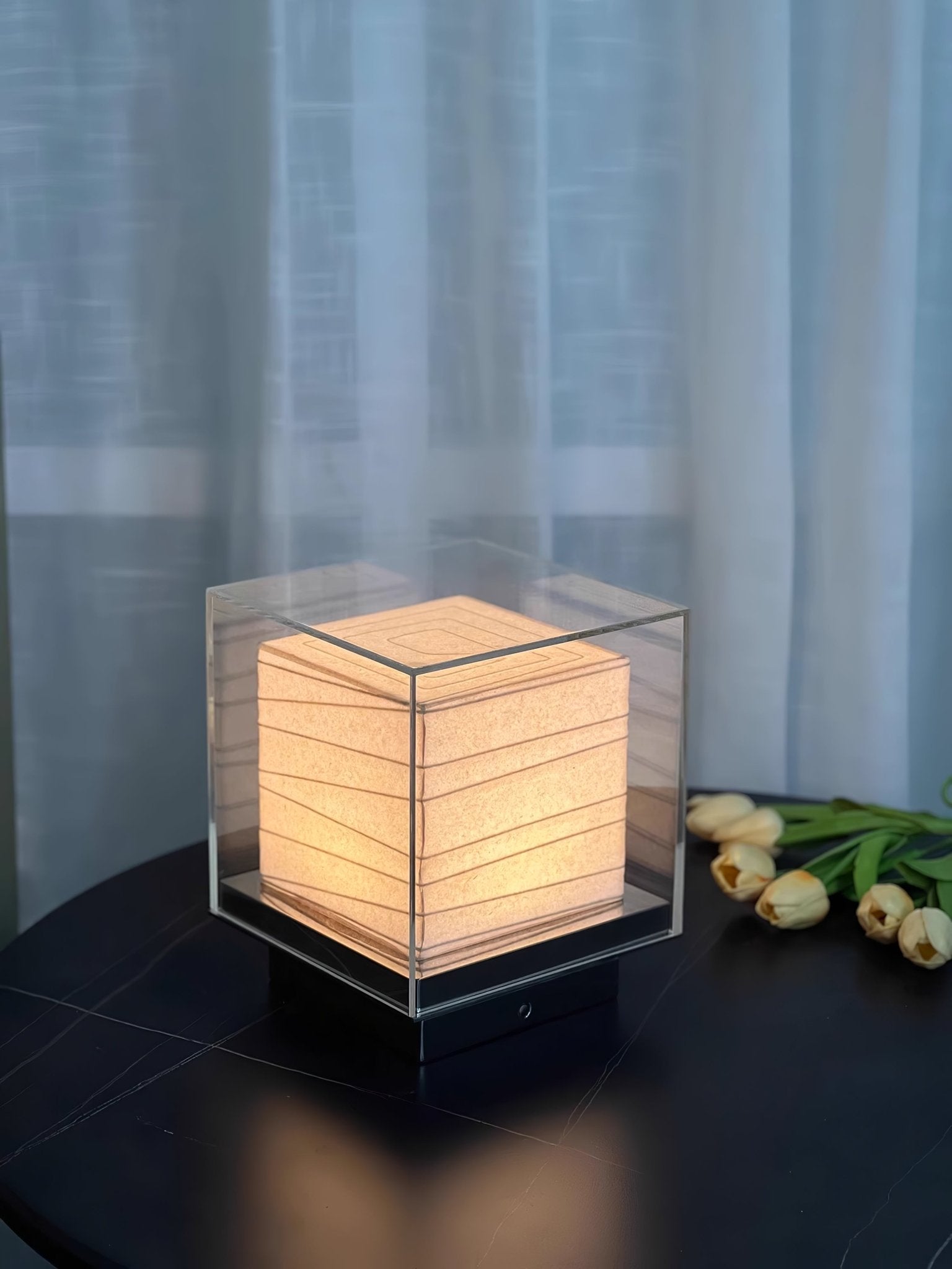 Pryn Cube Table Lamp-Neutral Decor