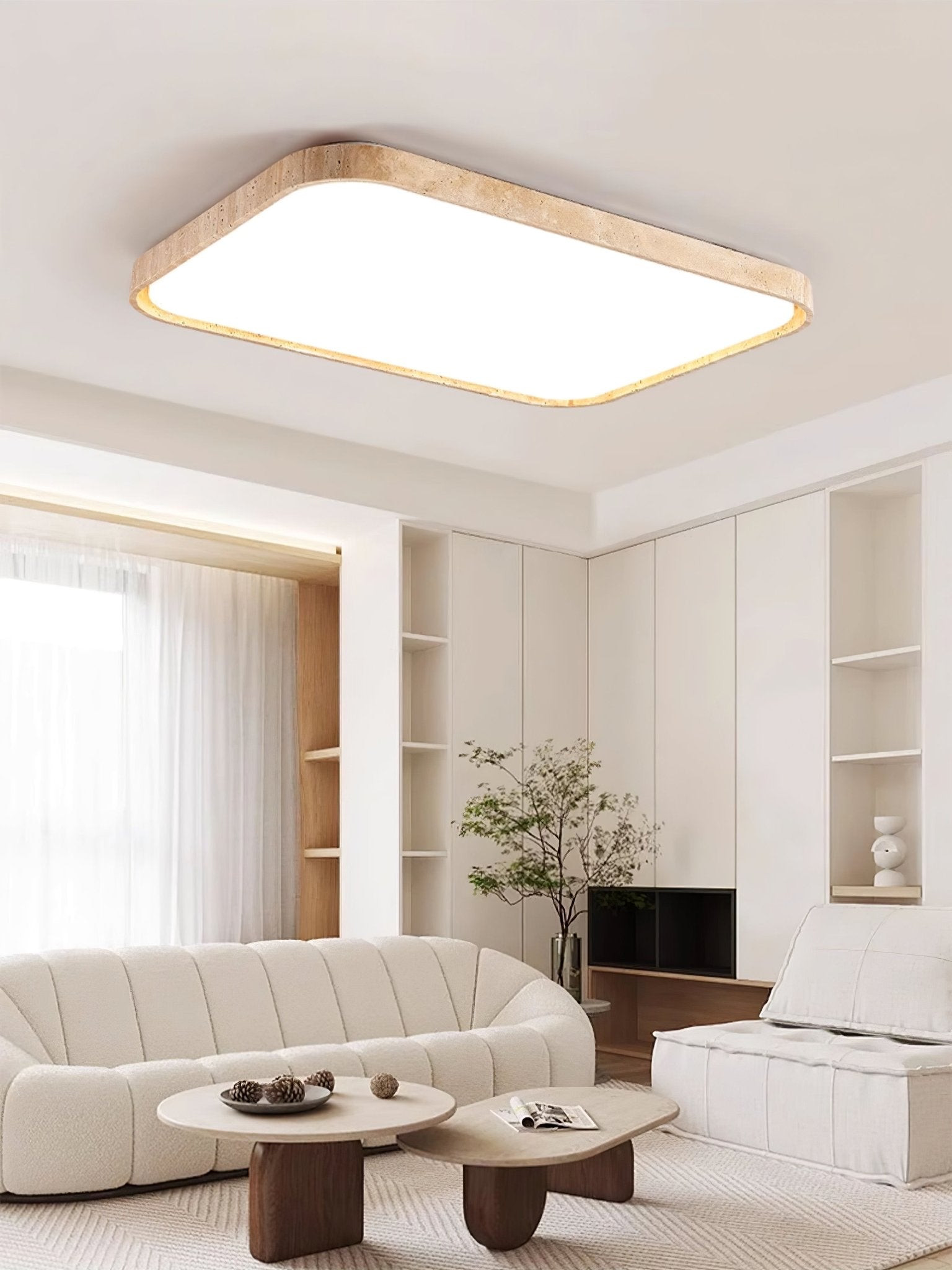 Aisle Travertine Square Ceiling Light-Neutral Decor