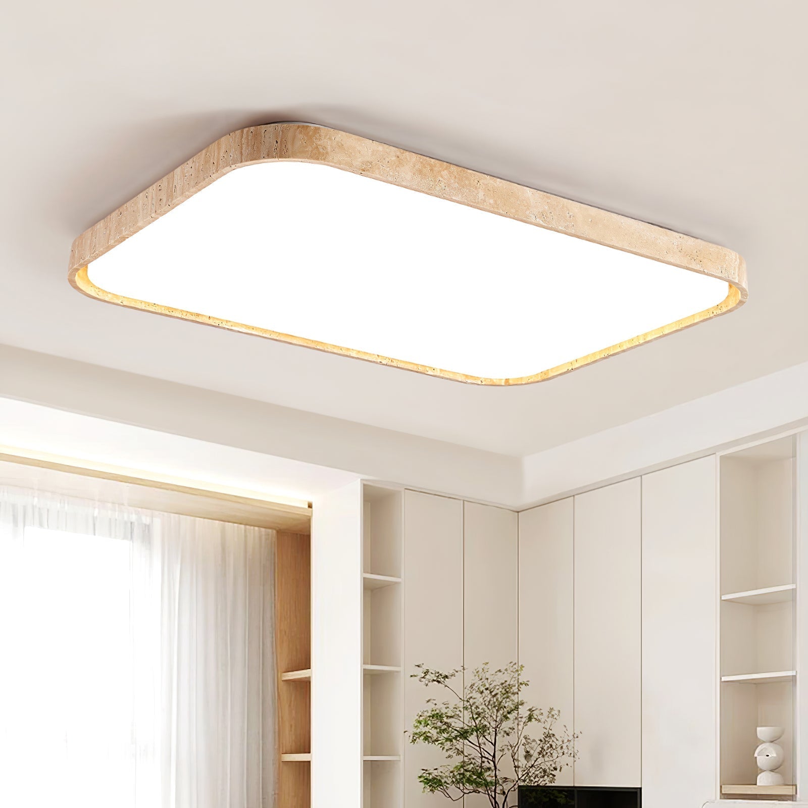 Aisle Travertine Square Ceiling Light-Neutral Decor