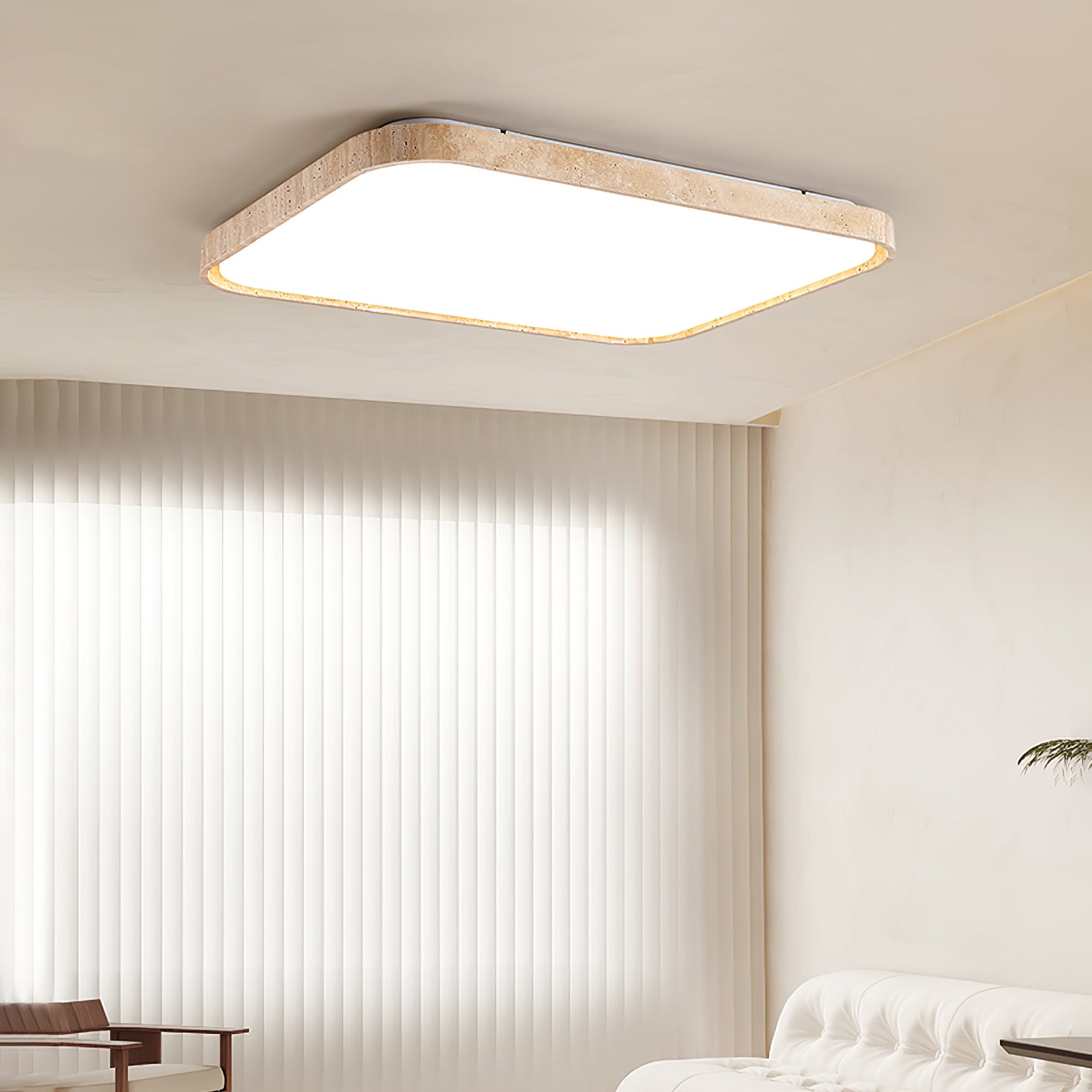 Aisle Travertine Square Ceiling Light-Neutral Decor