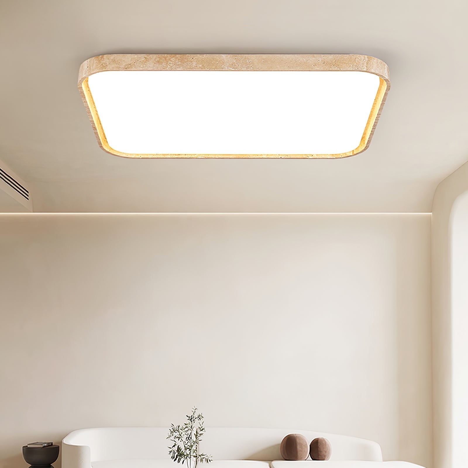 Aisle Travertine Square Ceiling Light-Neutral Decor