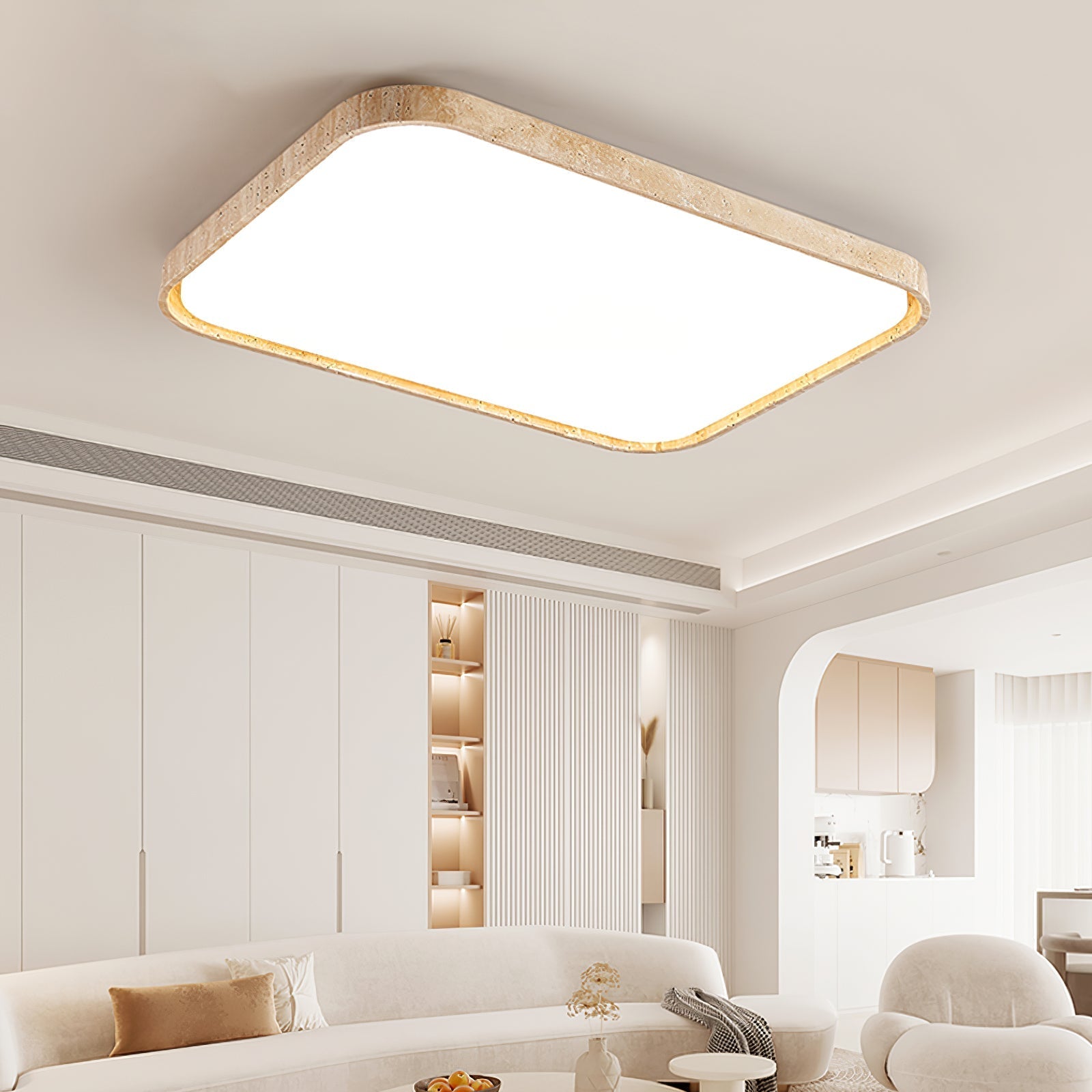 Aisle Travertine Square Ceiling Light-Neutral Decor