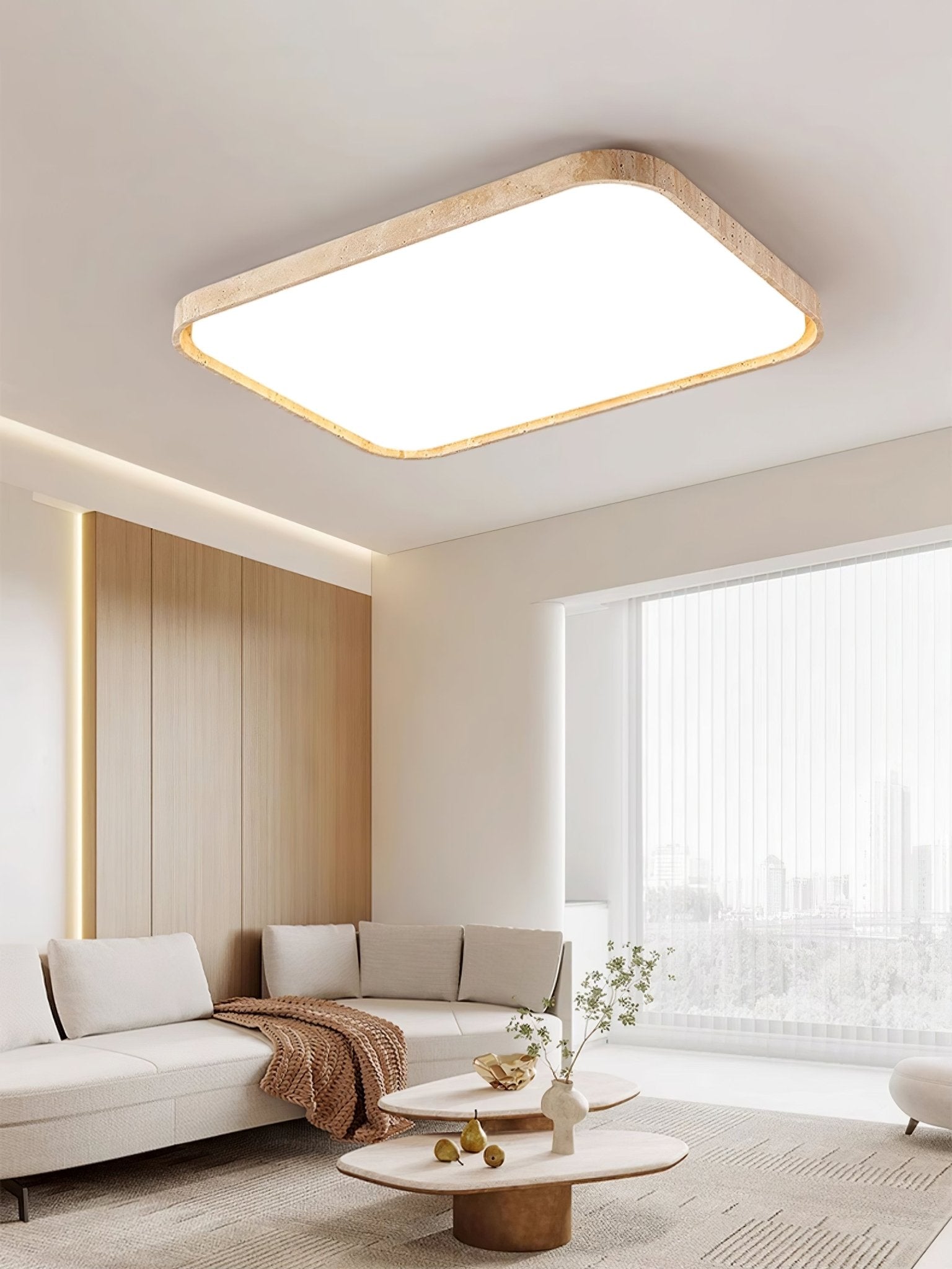 Aisle Travertine Square Ceiling Light-Neutral Decor