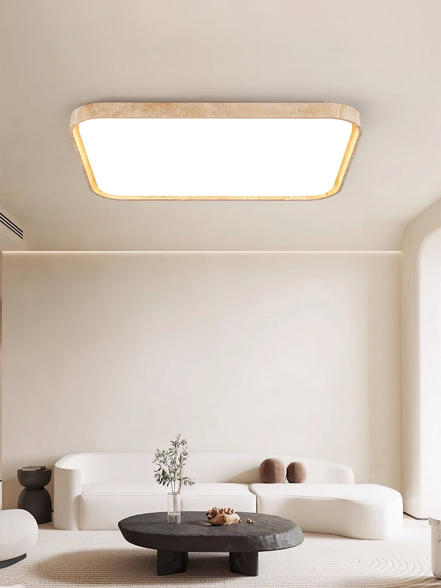 Aisle Travertine Square Ceiling Light-Neutral Decor