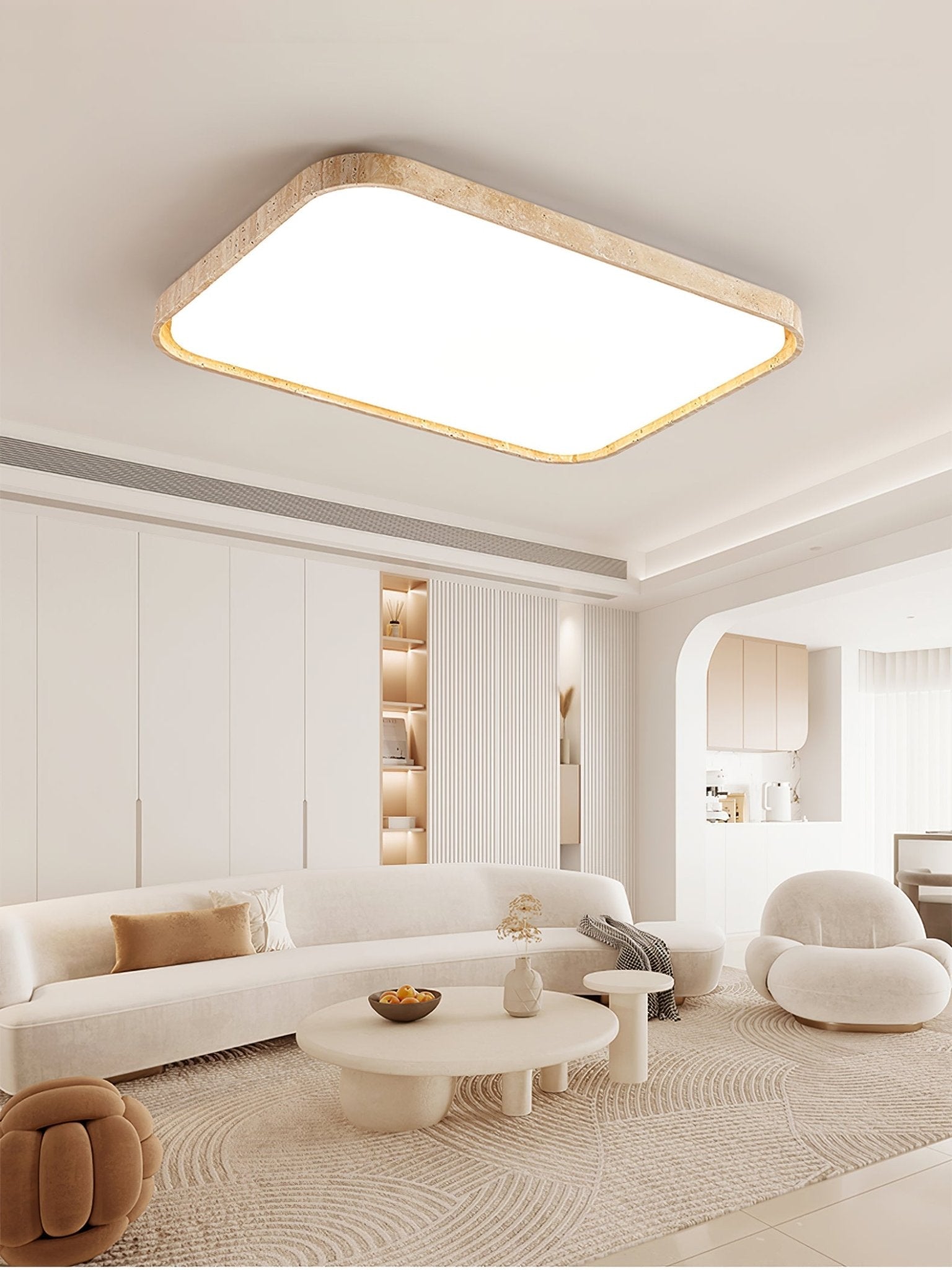 Aisle Travertine Square Ceiling Light-Neutral Decor