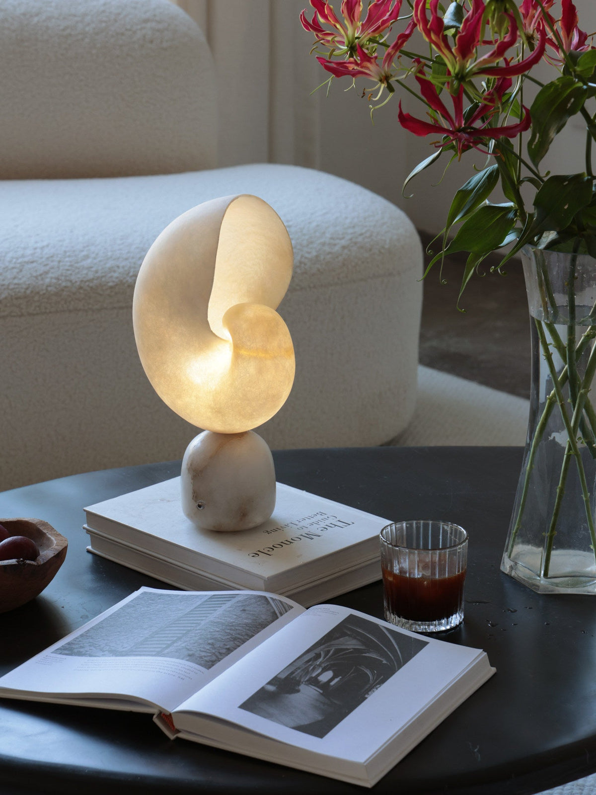 Lumora Shell Table Lamp-Neutral Decor